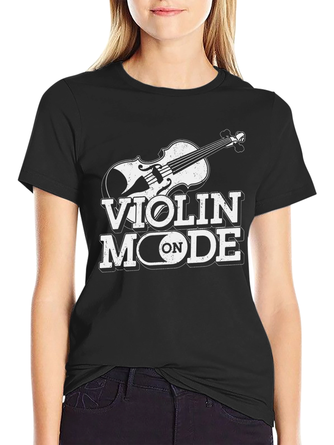 Violin Mode On Black Graphic T-Shirt