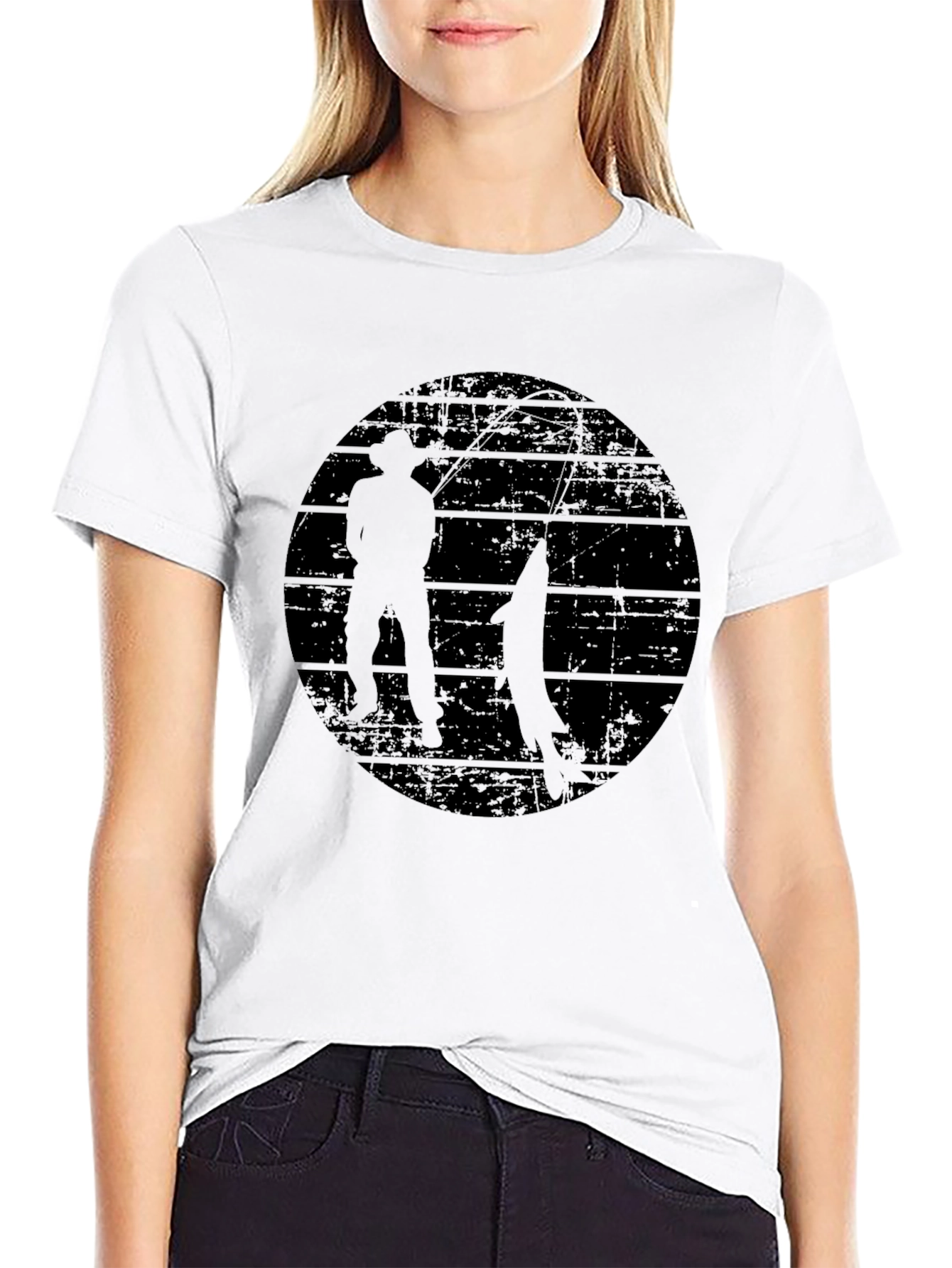 Retro Fishing Silhouette Graphic T-Shirt
