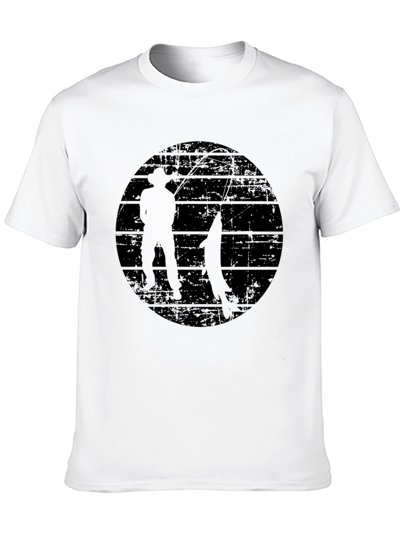 Retro Fishing Silhouette Graphic T-Shirt