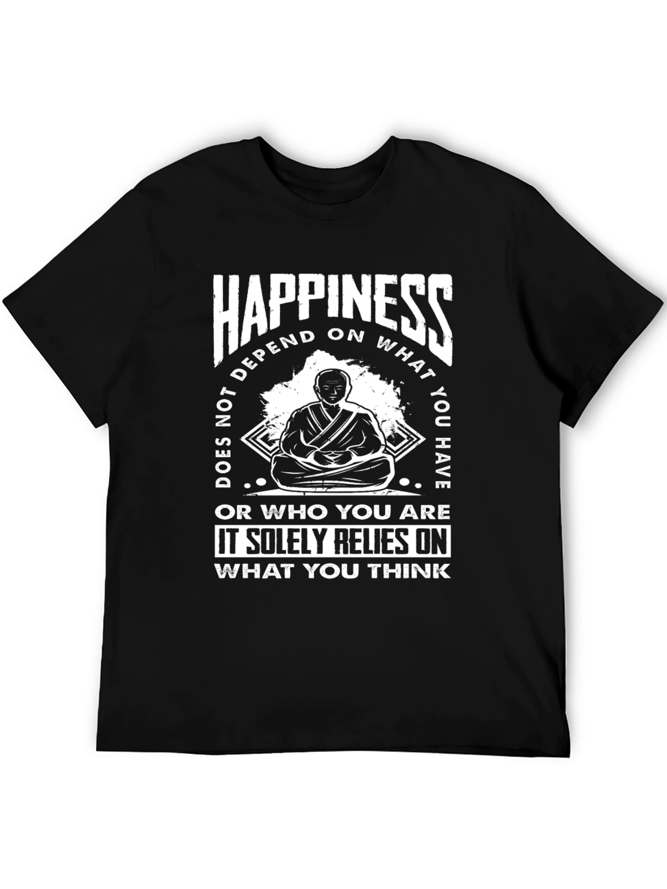 Happiness T-Shirt - Meditating Monk Graphic Tee