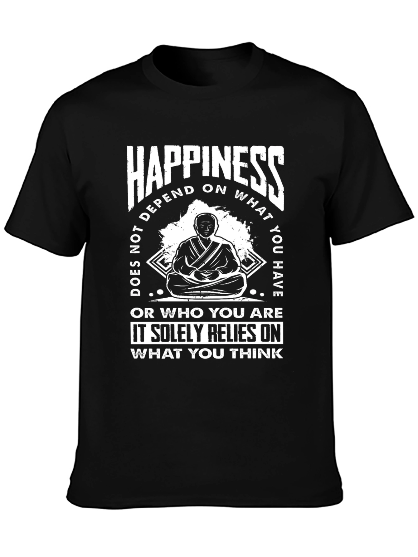 Happiness T-Shirt - Meditating Monk Graphic Tee