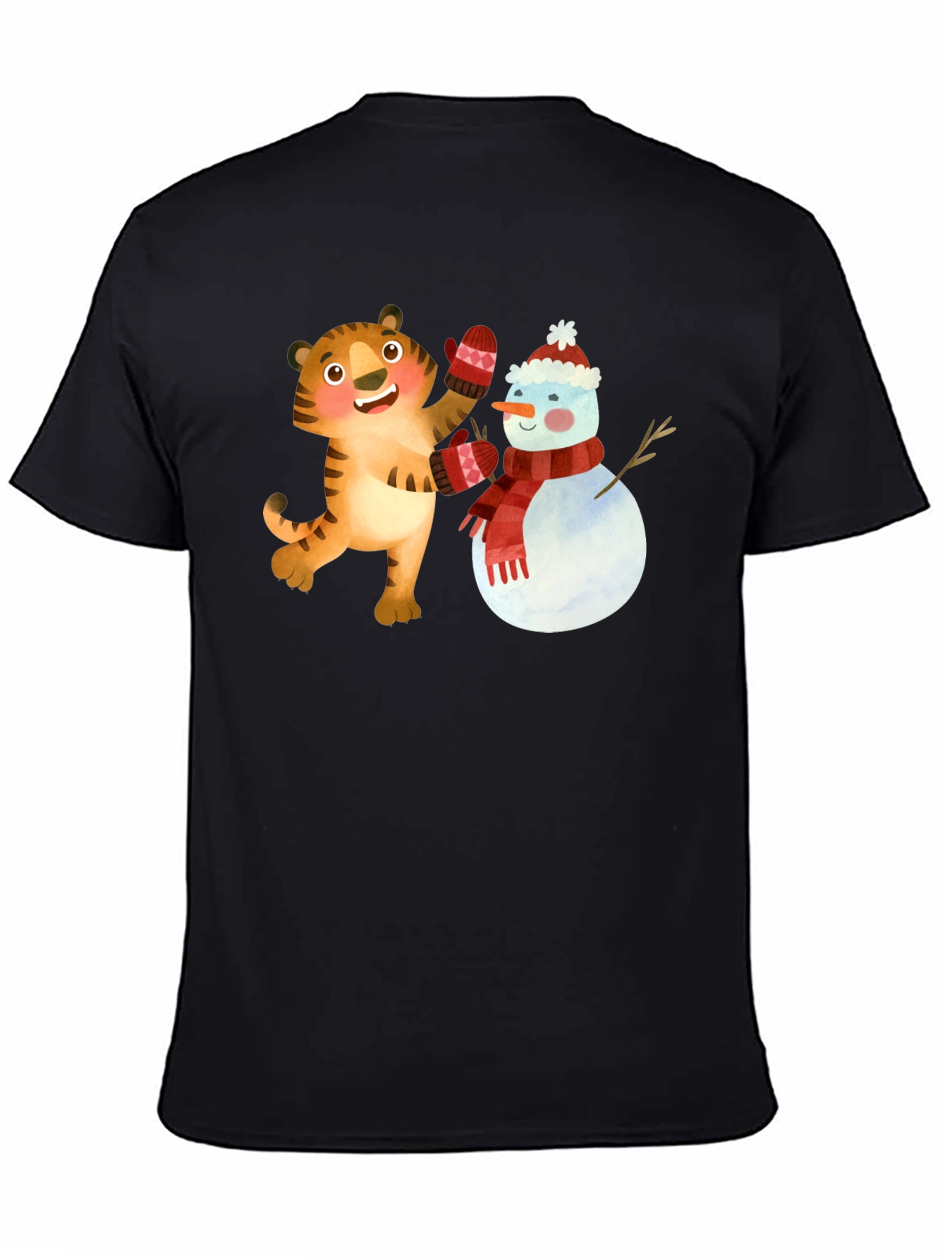 Festive Tiger & Snowman Graphic Tee
