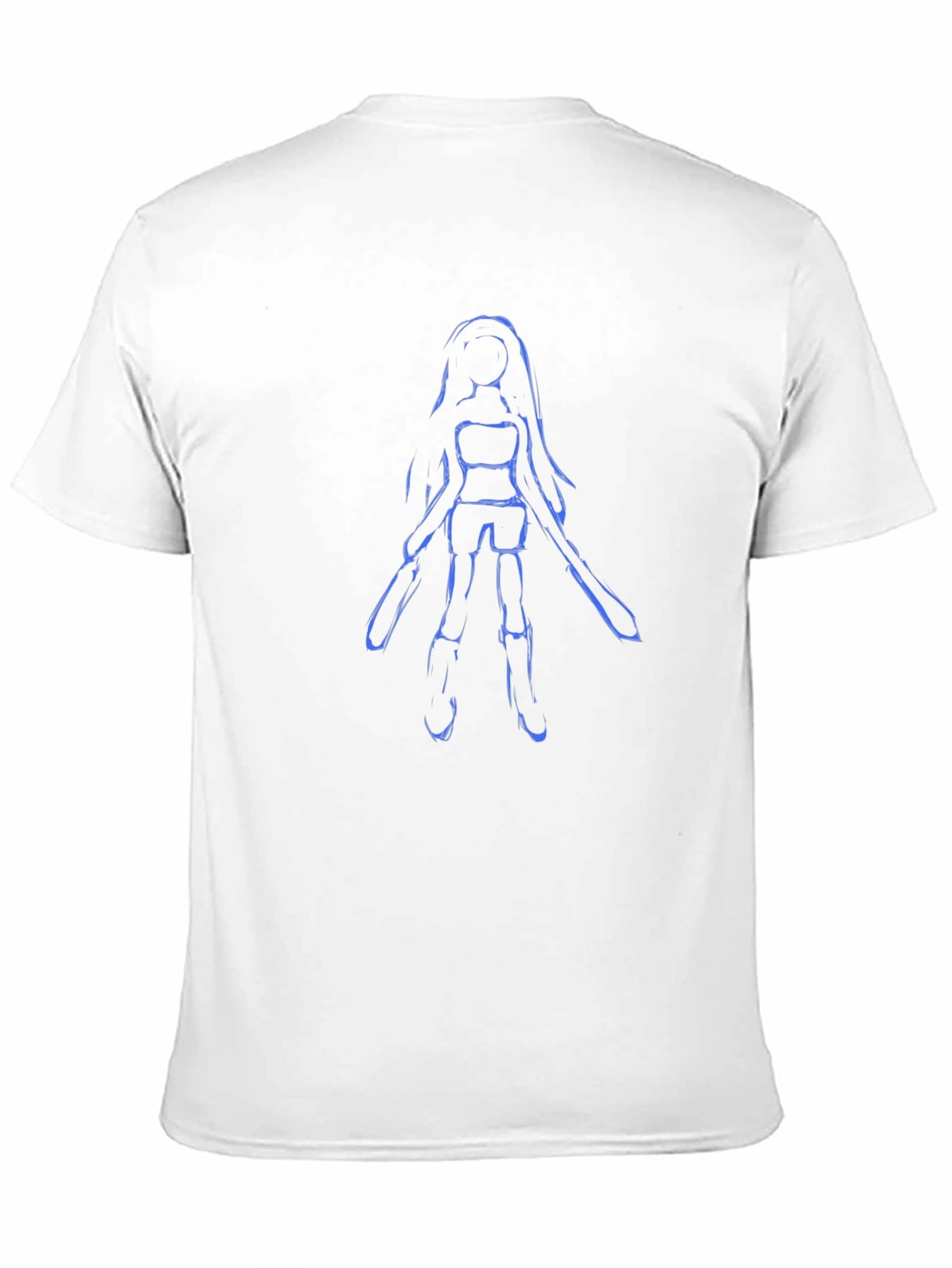 Blue Sketch Girl on Black Tee