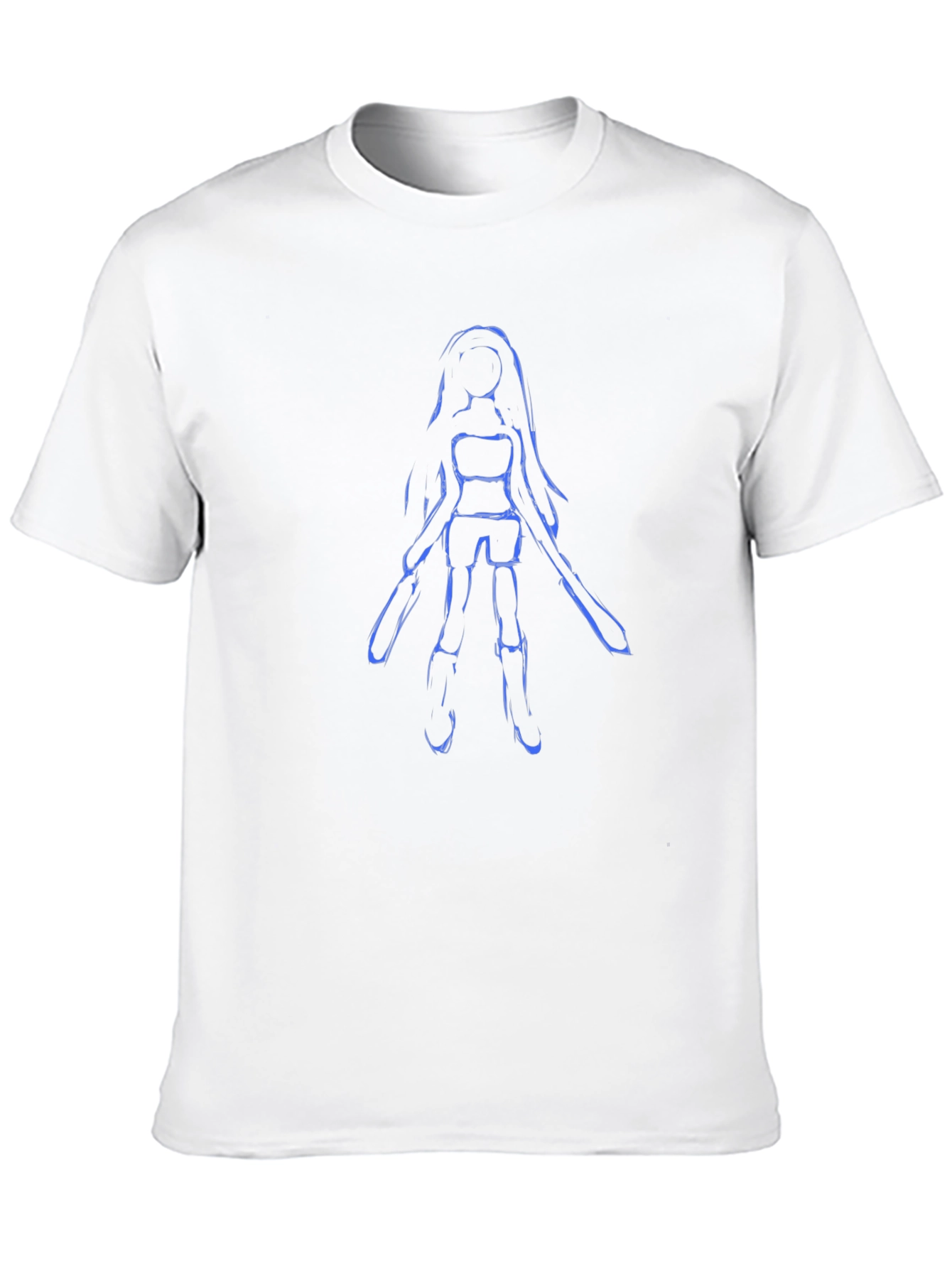 Blue Sketch Girl on Black Tee