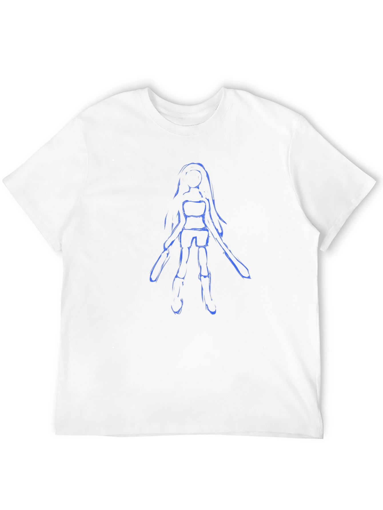 Blue Sketch Girl on Black Tee