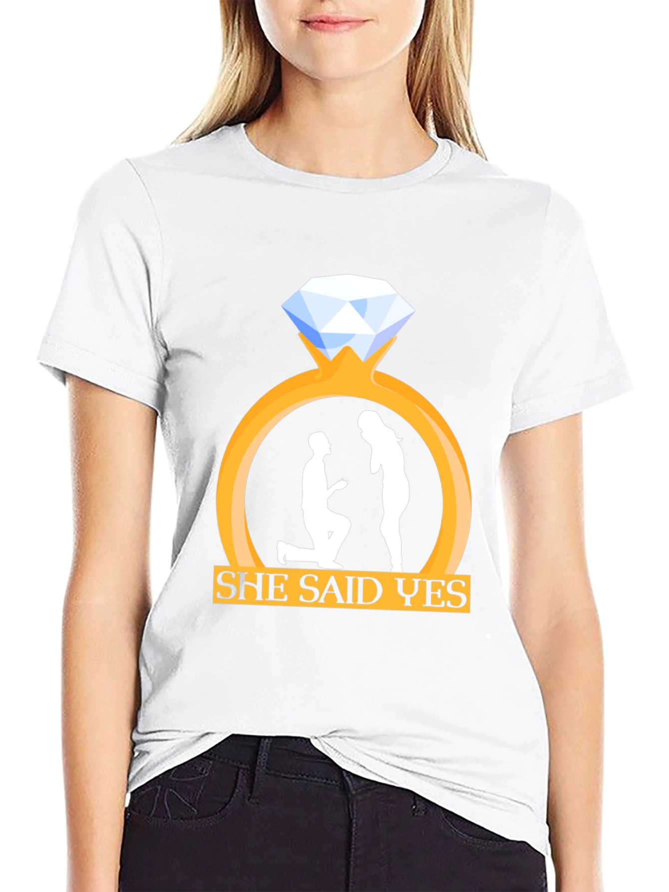 She Said Yes Engagement Proposal T-Shirt