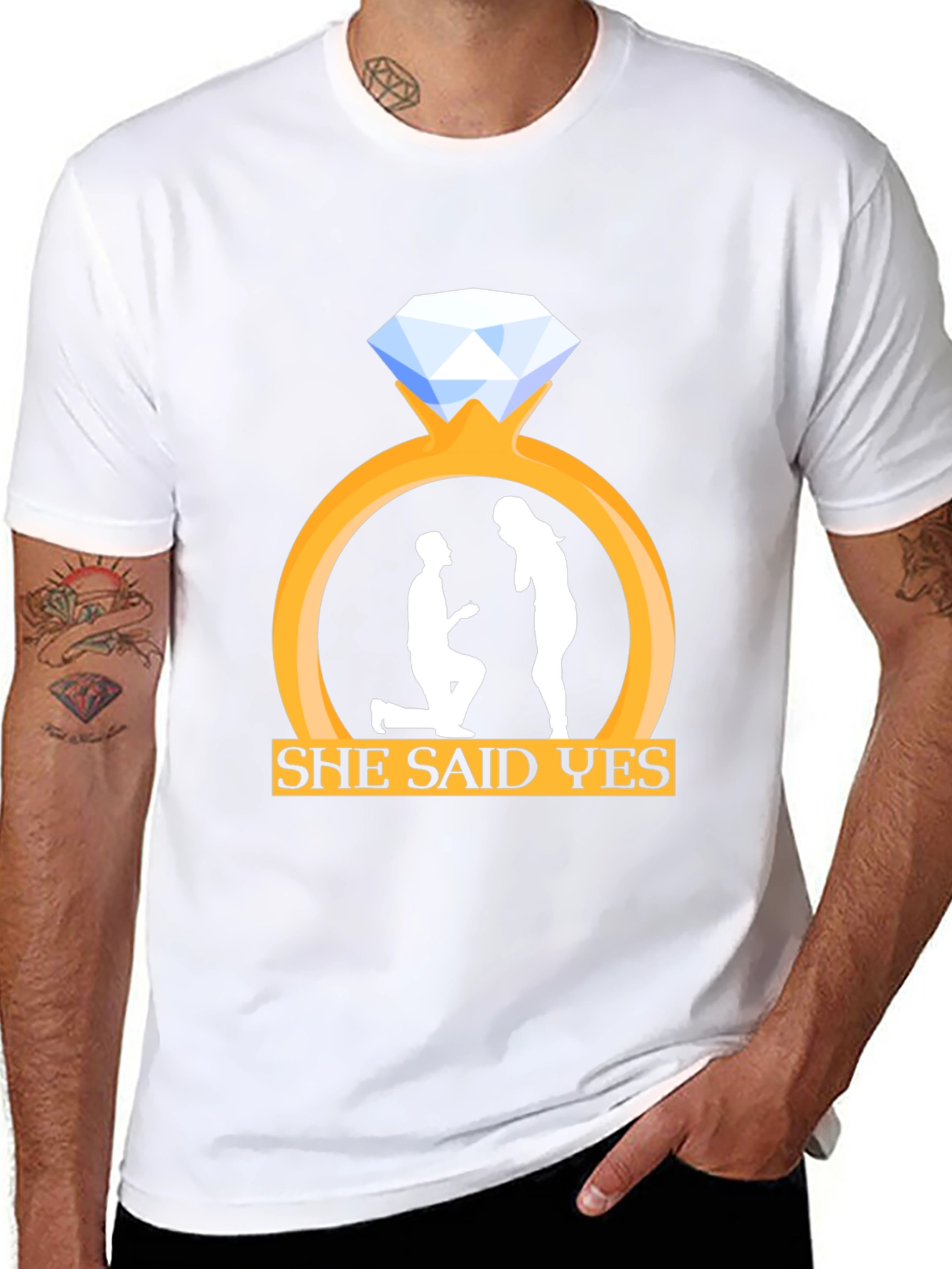 She Said Yes Engagement Proposal T-Shirt
