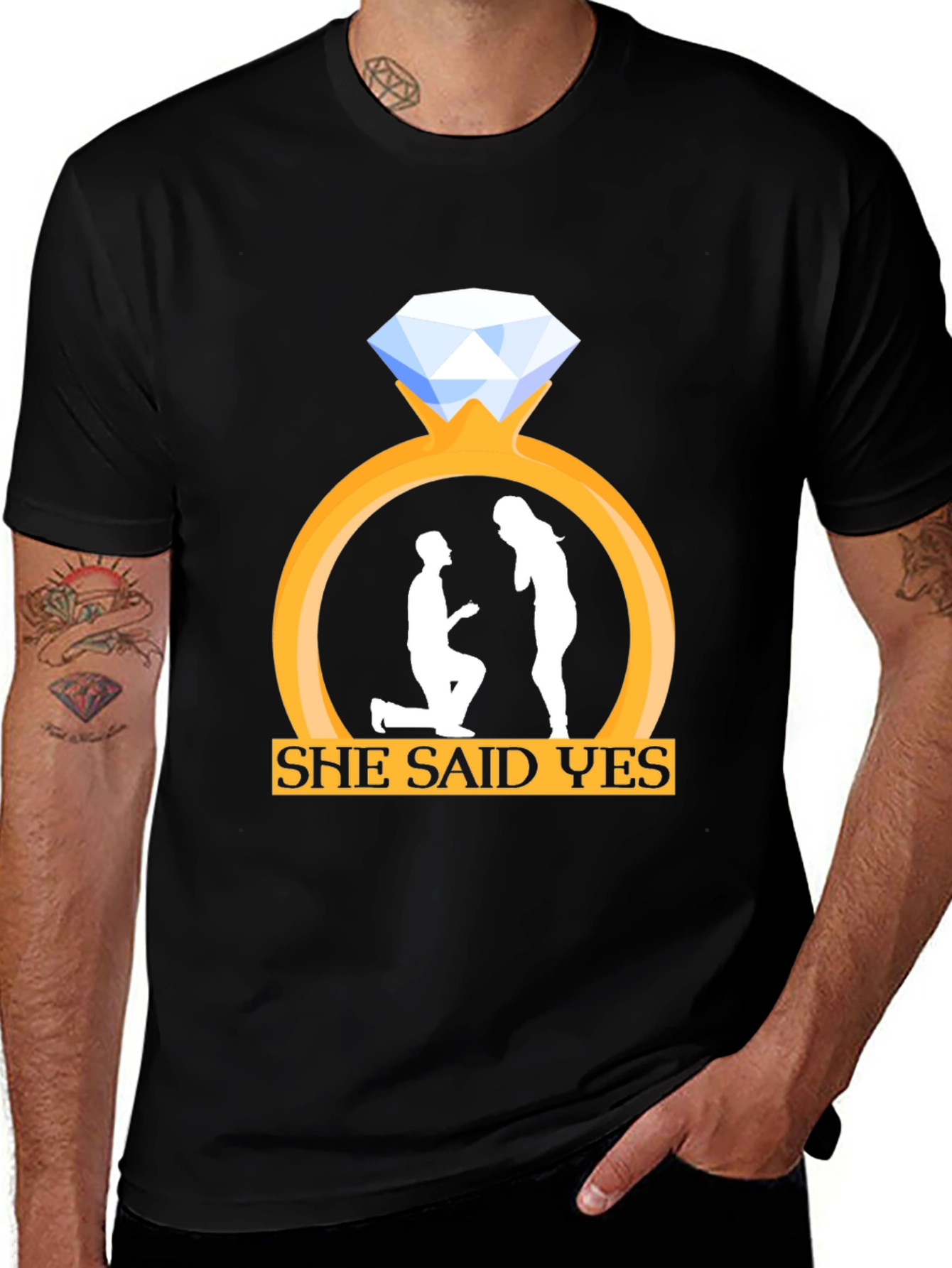 She Said Yes Engagement Proposal T-Shirt