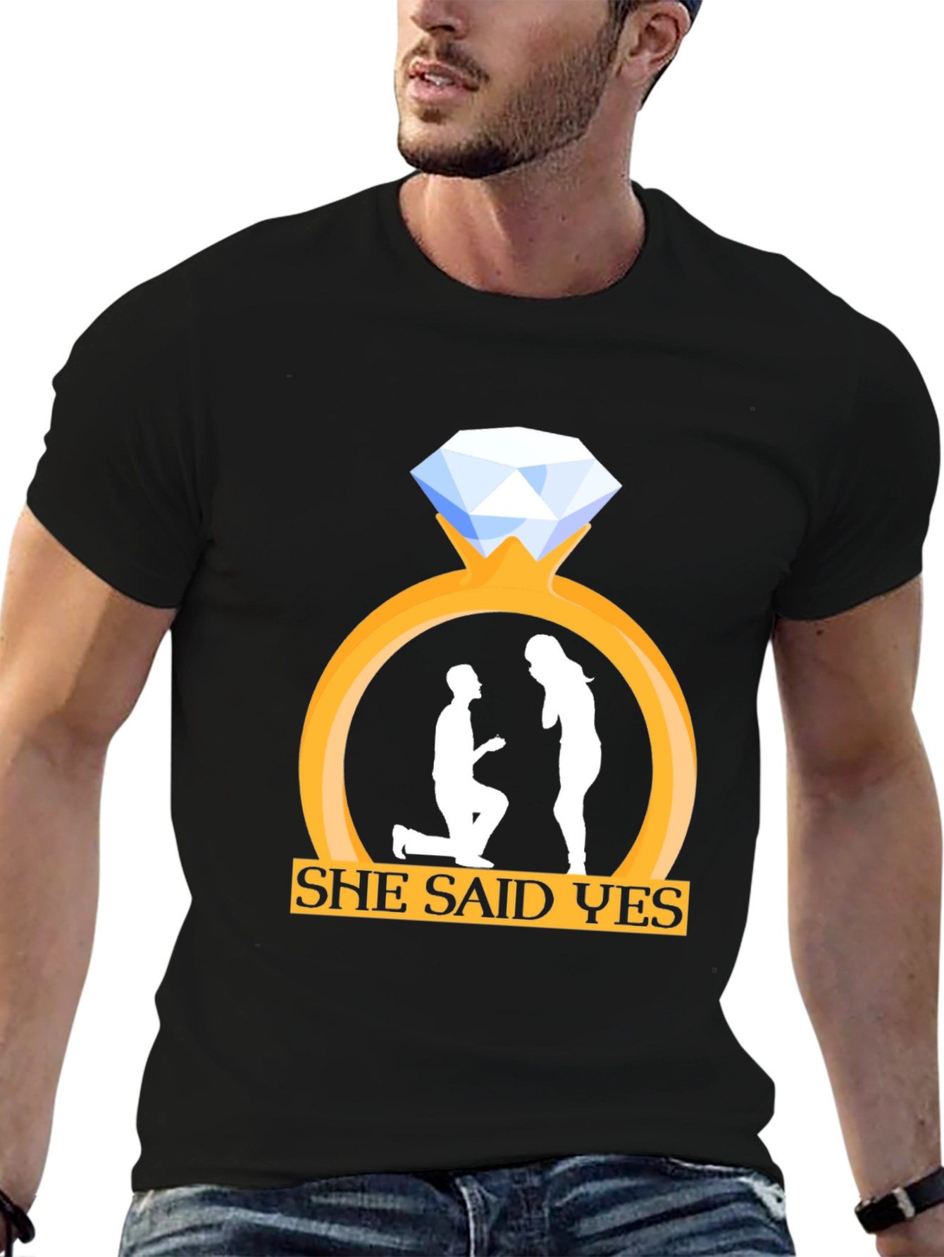 She Said Yes Engagement Proposal T-Shirt