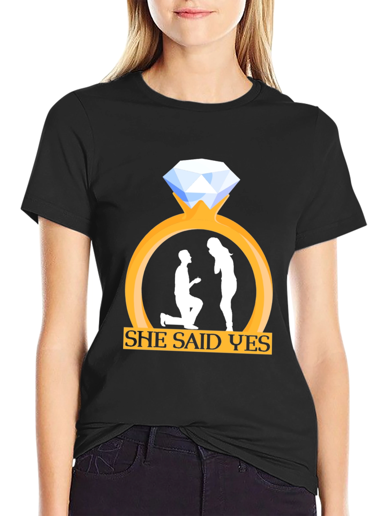She Said Yes Engagement Proposal T-Shirt