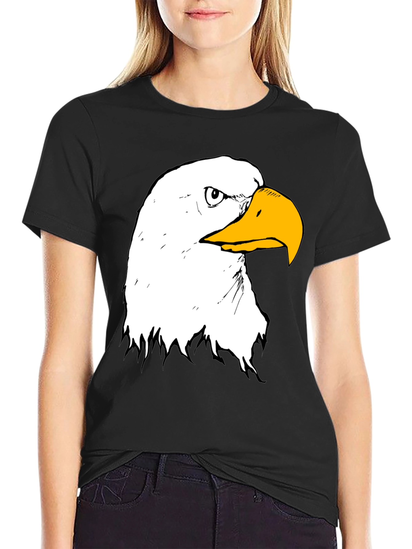 Bald Eagle Graphic Print Black T-Shirt