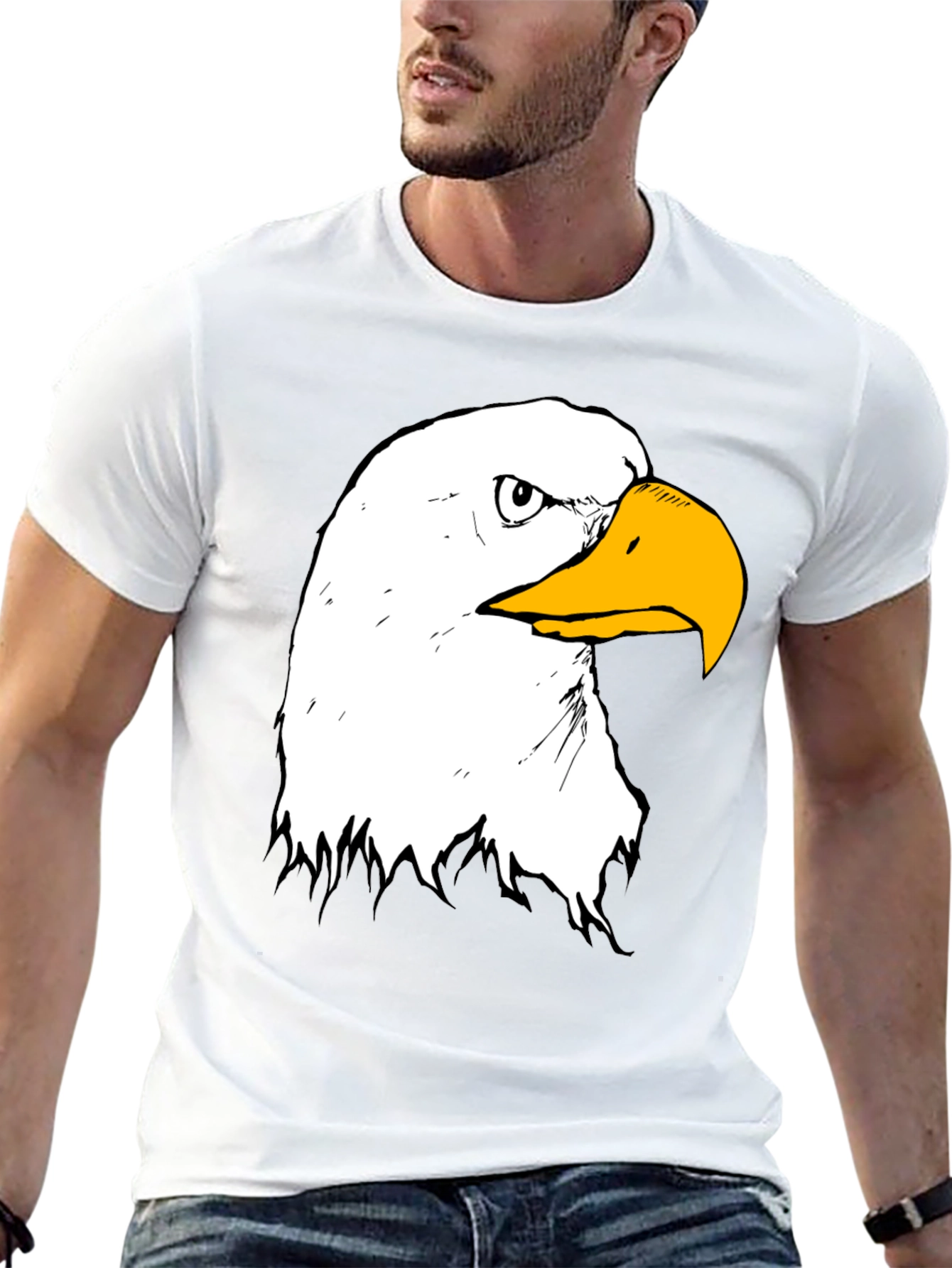Bald Eagle Graphic Print Black T-Shirt
