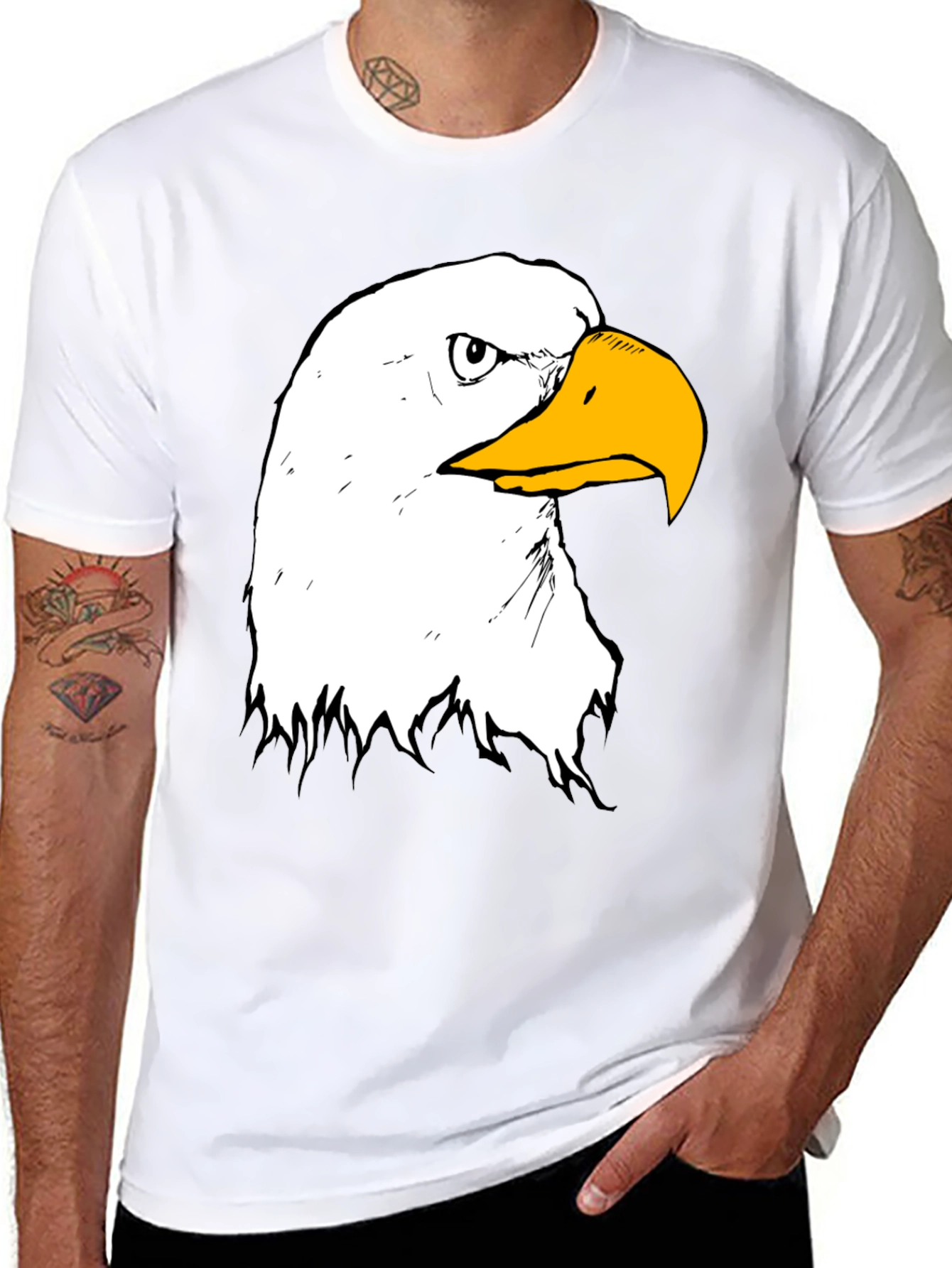 Bald Eagle Graphic Print Black T-Shirt