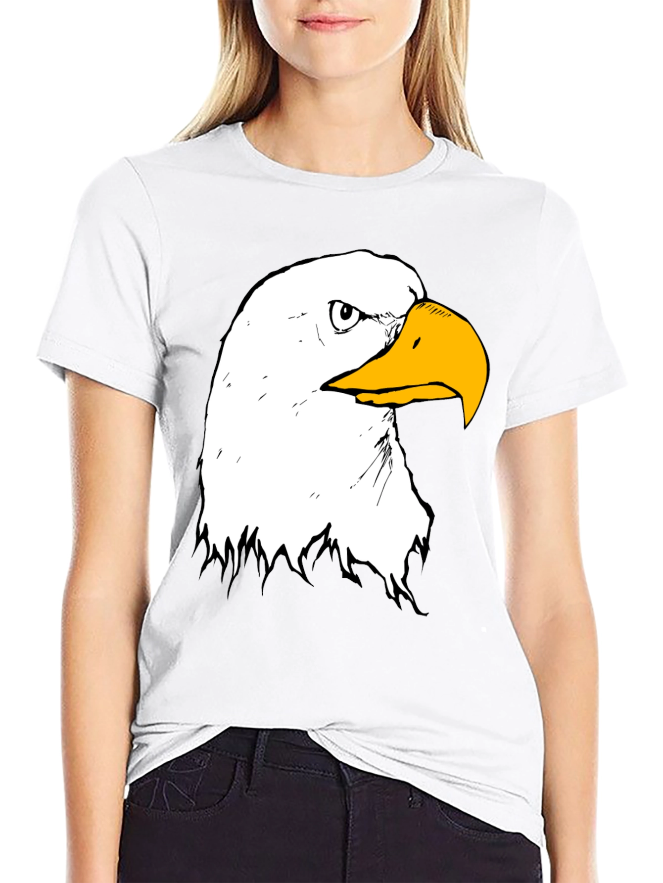 Bald Eagle Graphic Print Black T-Shirt