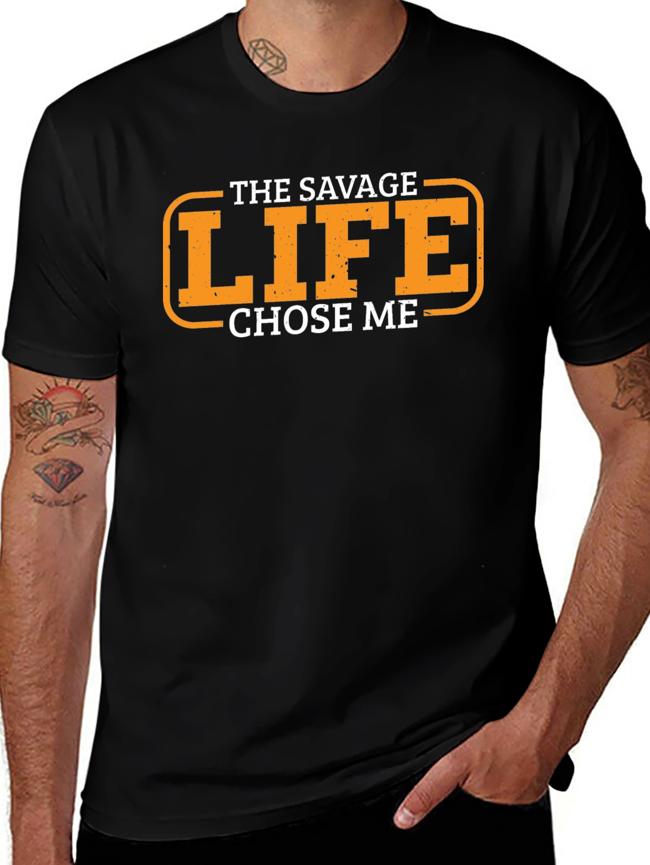 The Savage Life Chose Me Black Graphic T-Shirt