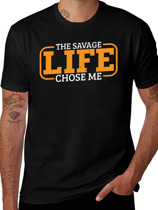 The Savage Life Chose Me Black Graphic T-Shirt