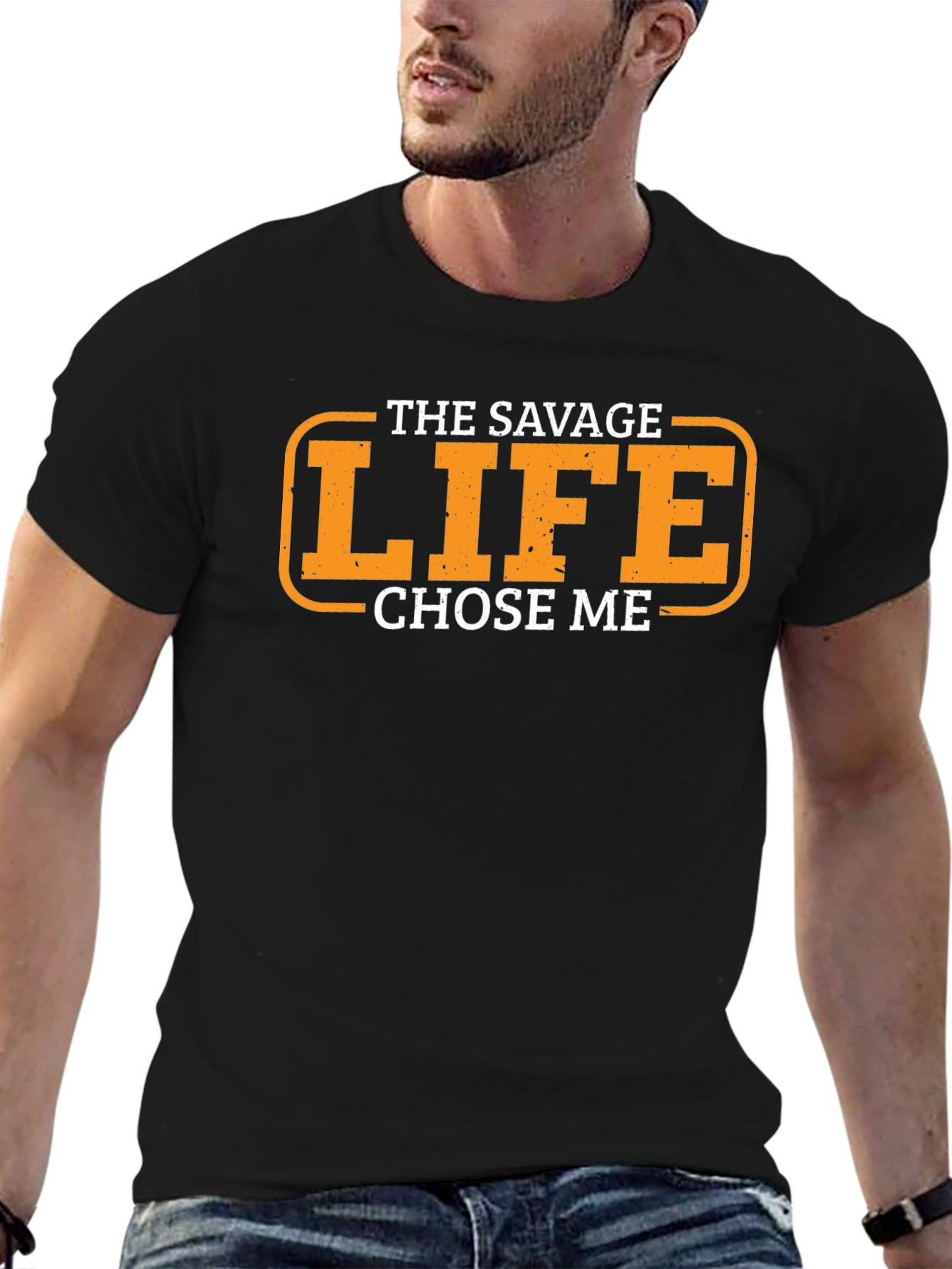 The Savage Life Chose Me Black Graphic T-Shirt