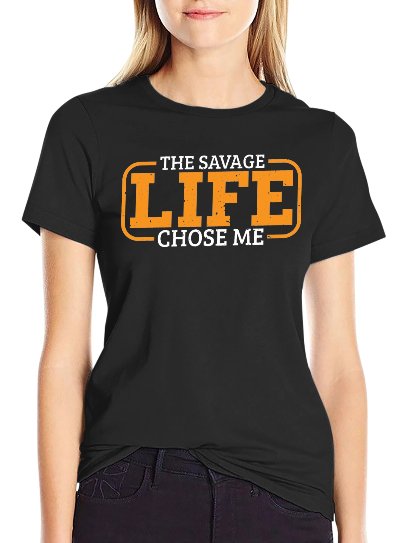 The Savage Life Chose Me Black Graphic T-Shirt