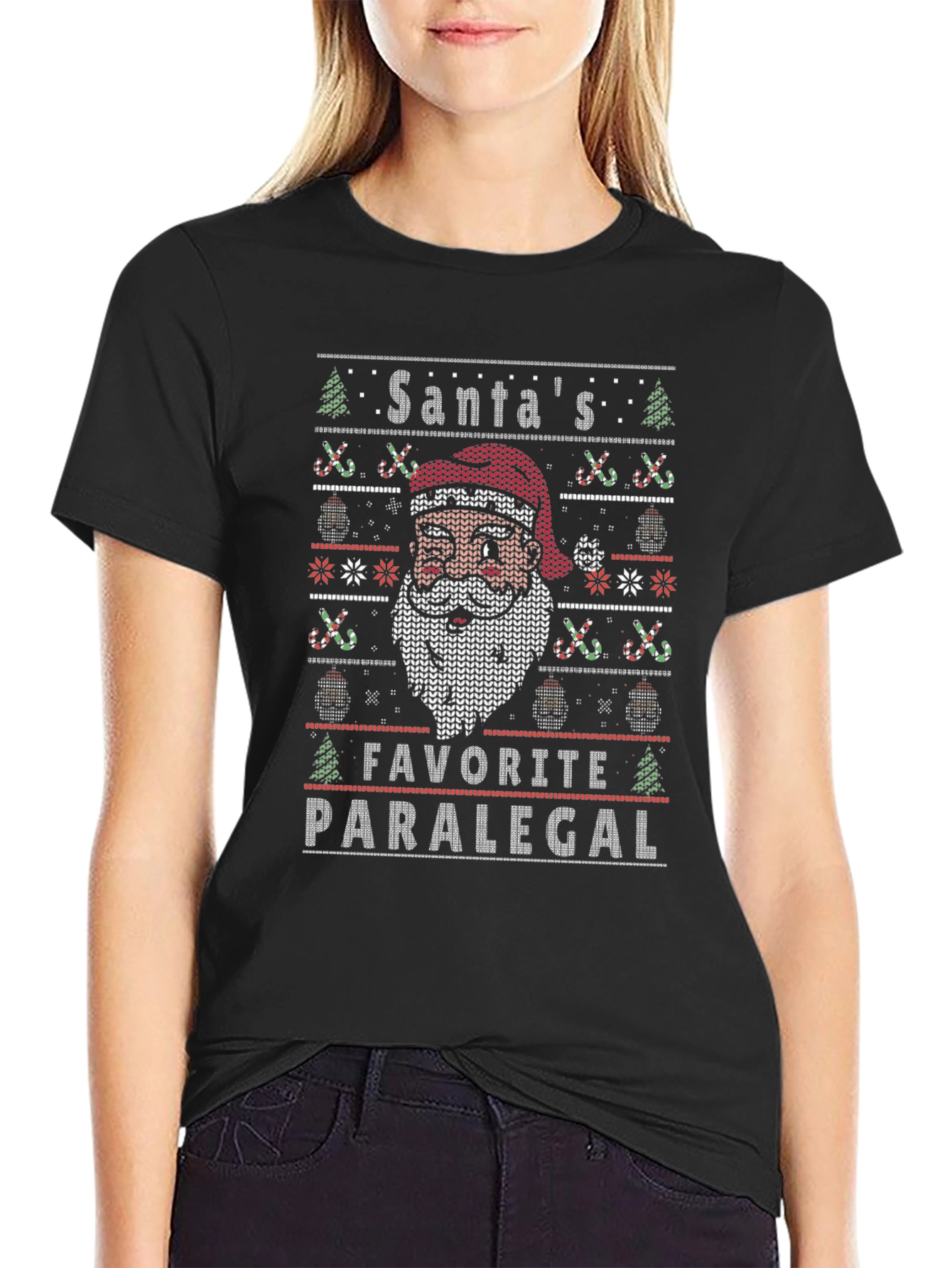 Santas Favorite Paralegal Ugly Christmas Knit T-Shirt
