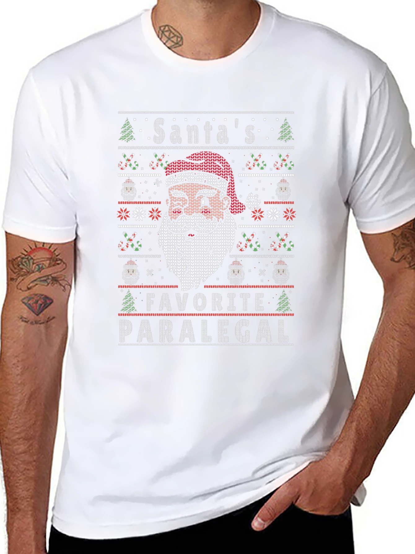 Santas Favorite Paralegal Ugly Christmas Knit T-Shirt