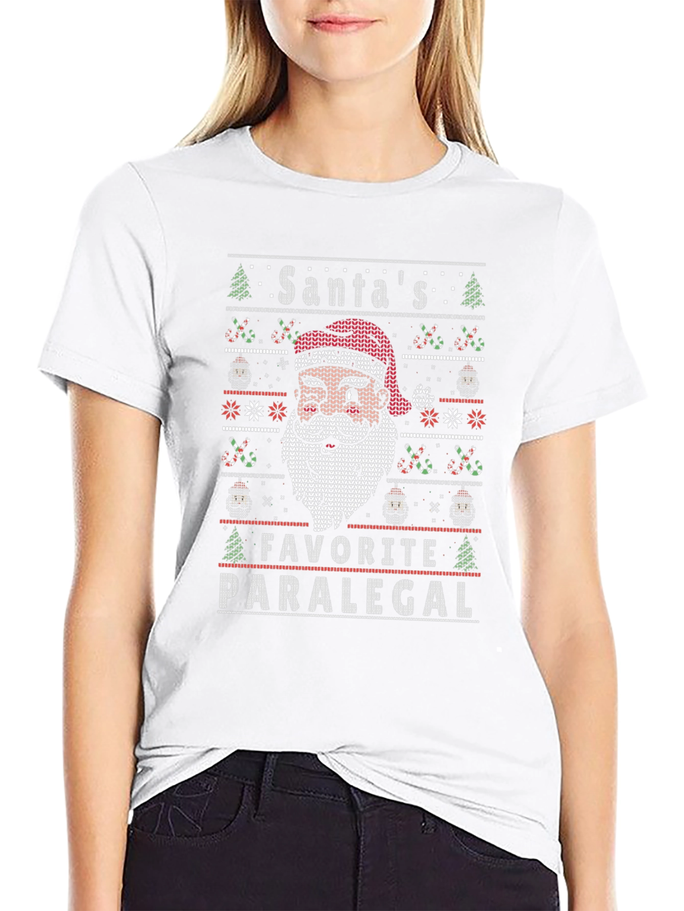 Santas Favorite Paralegal Ugly Christmas Knit T-Shirt