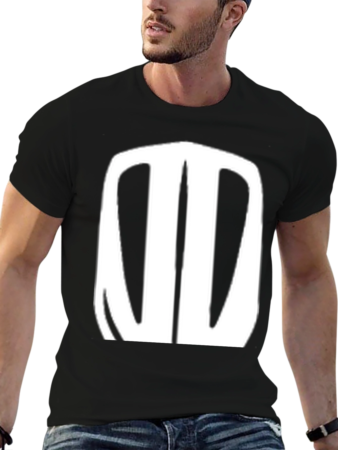 Black T-Shirt with Abstract White Design