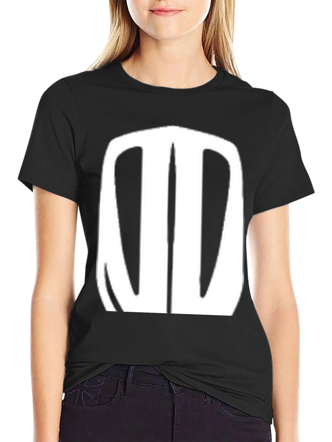 Black T-Shirt with Abstract White Design