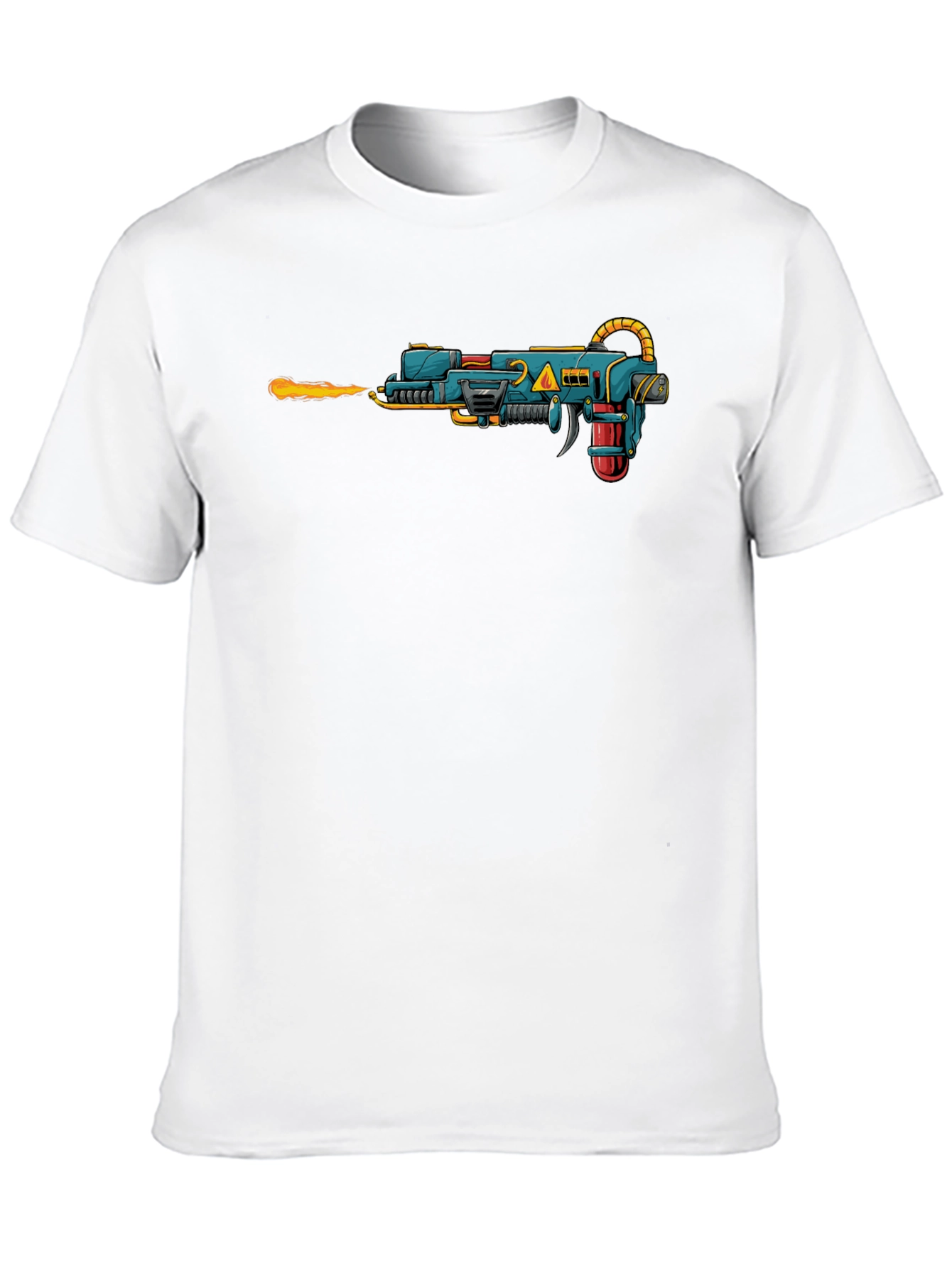 Sci-Fi Ray Gun Graphic Tee - Black Cotton T-Shirt