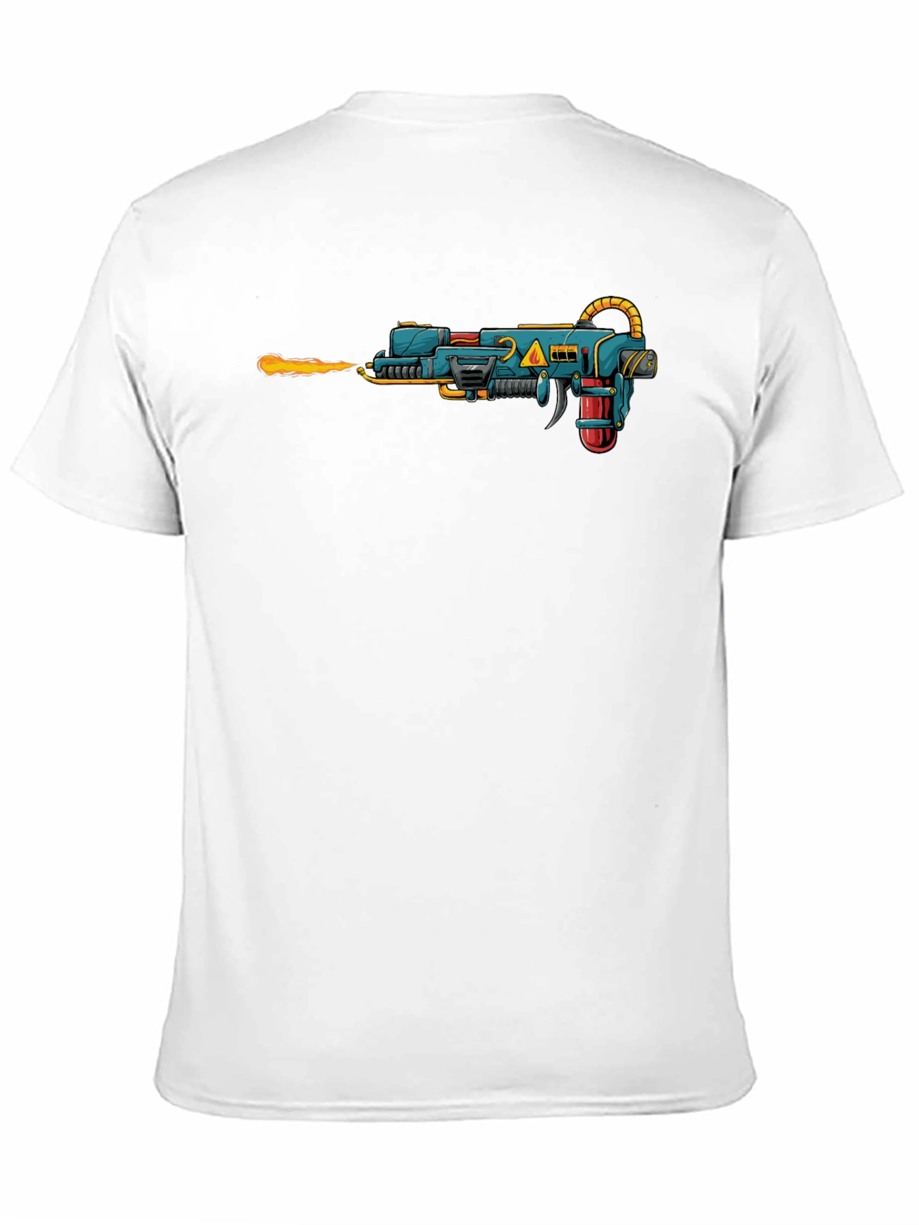 Sci-Fi Ray Gun Graphic Tee - Black Cotton T-Shirt
