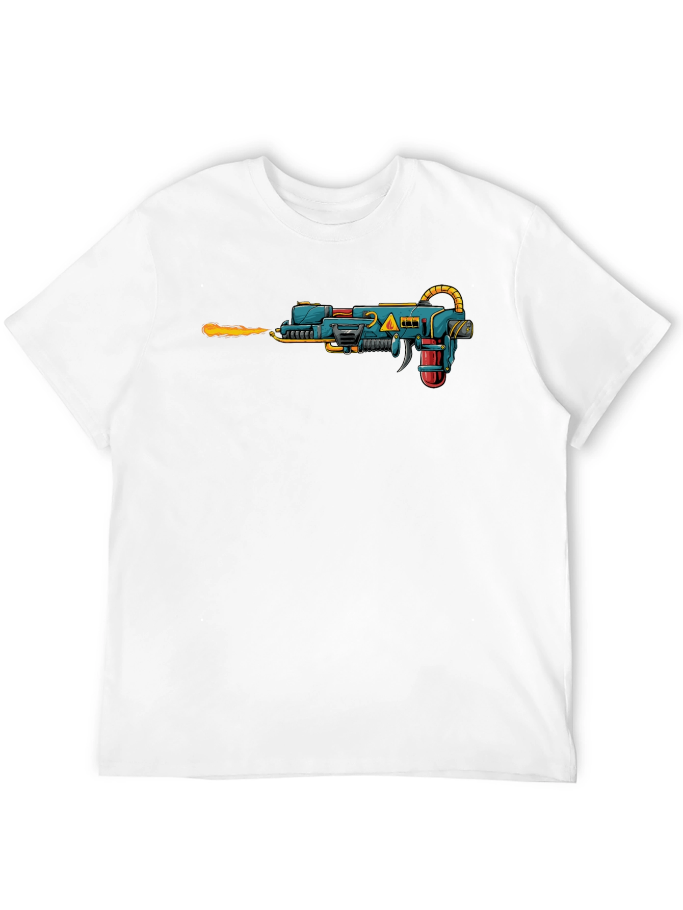 Sci-Fi Ray Gun Graphic Tee - Black Cotton T-Shirt