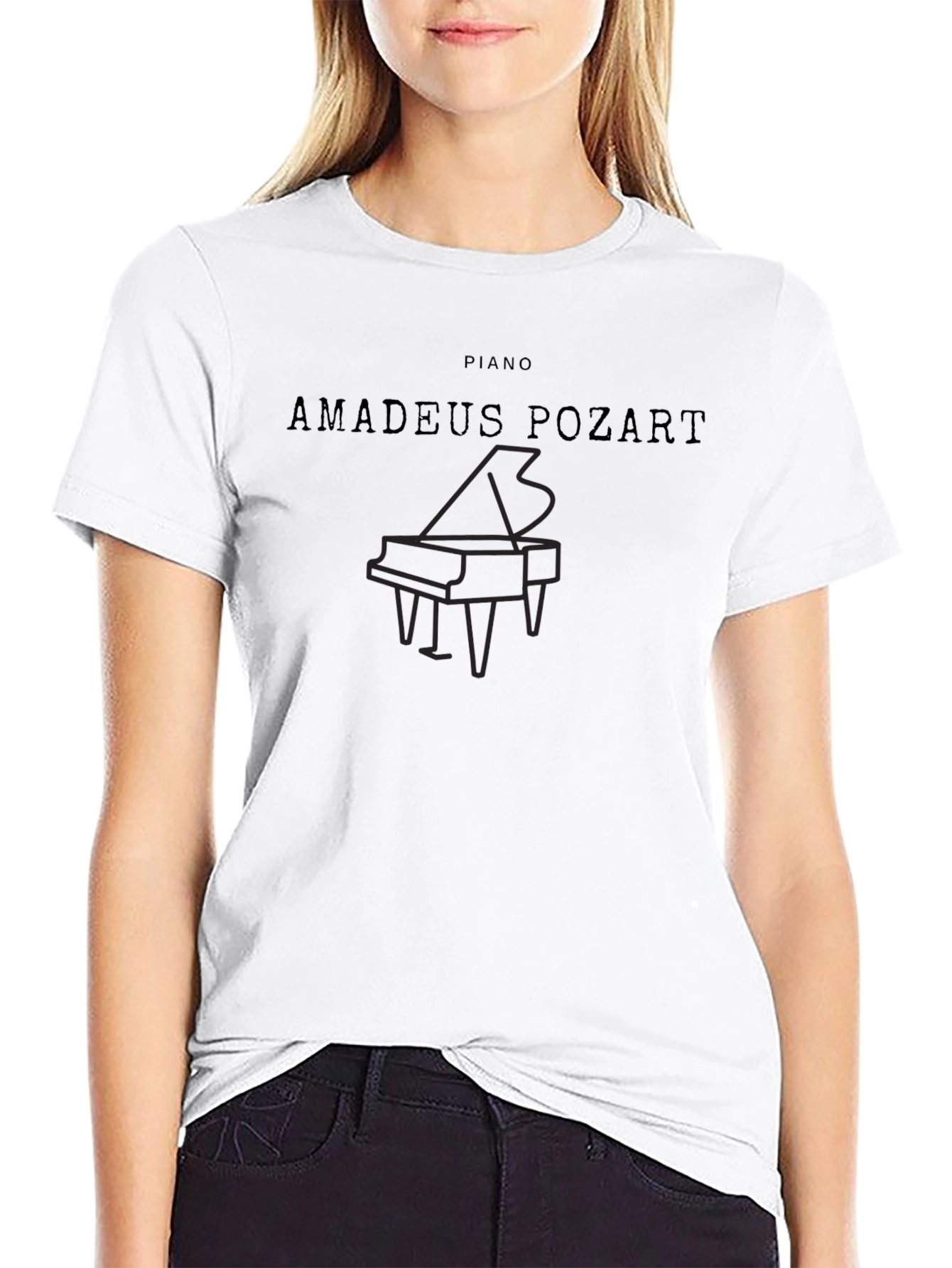 Amadeus Pozart Piano Black T-Shirt