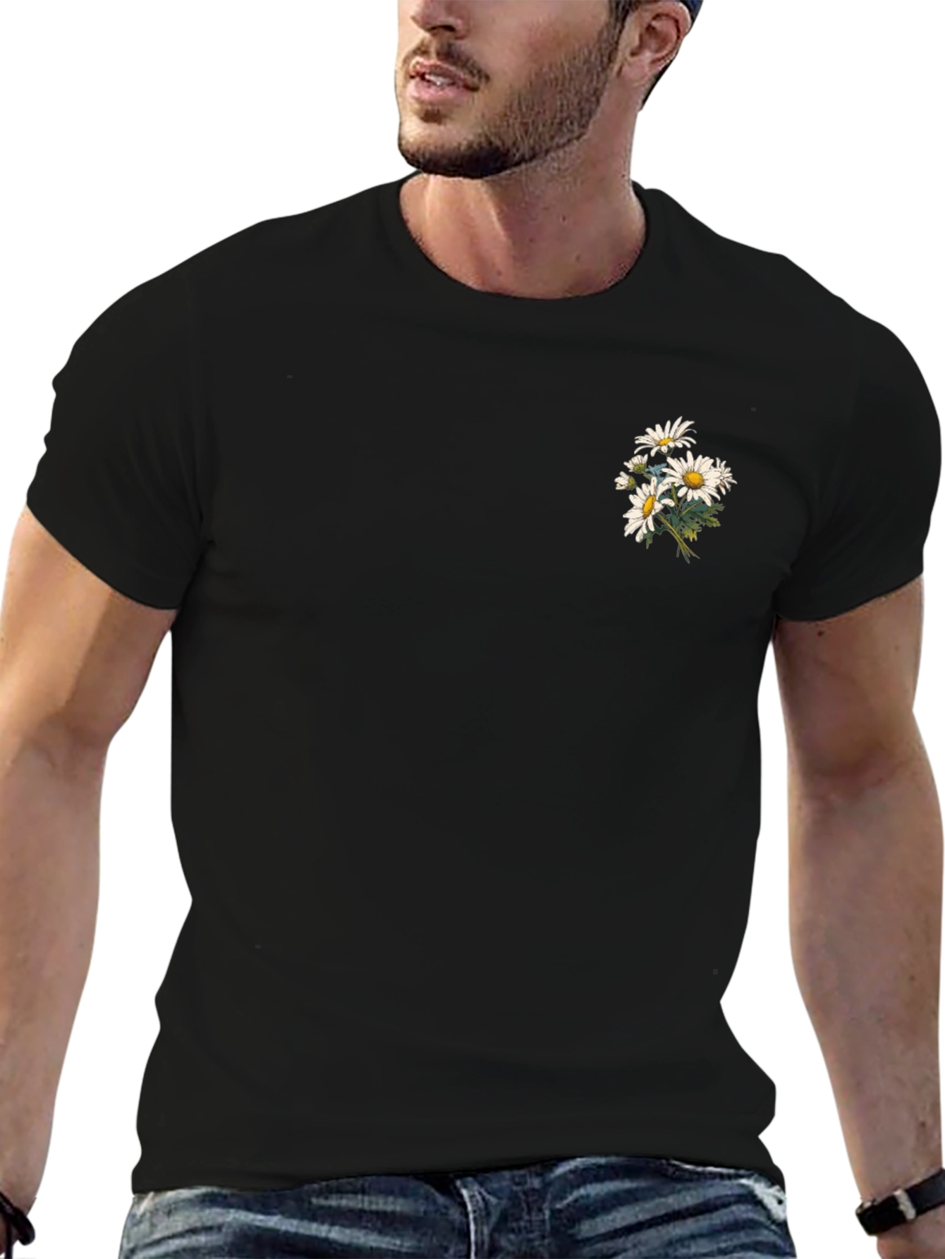 Black Daisy Graphic Tee - Stylish & Casual