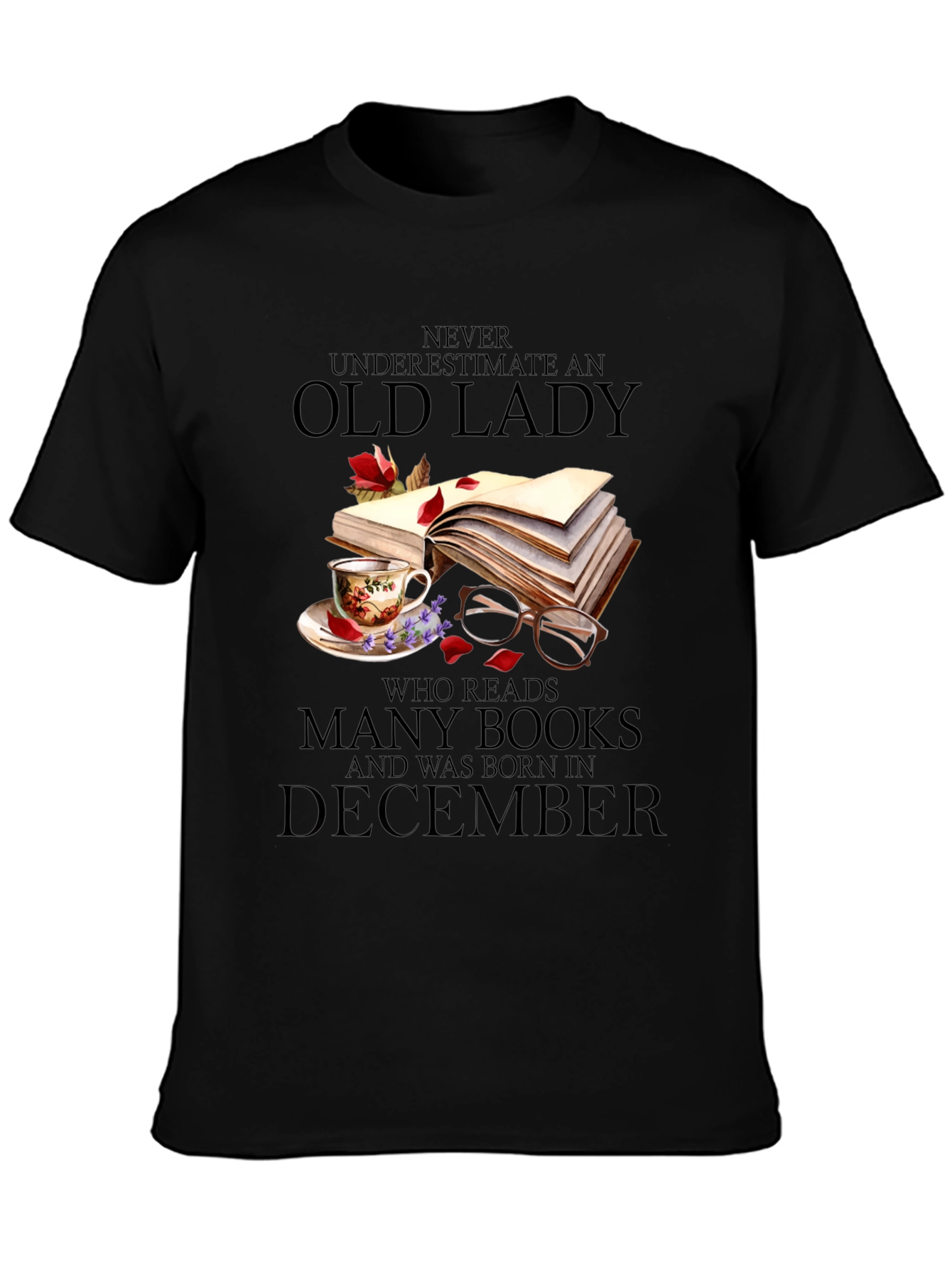 Old Lady Who Reads December Birthday T-Shirt