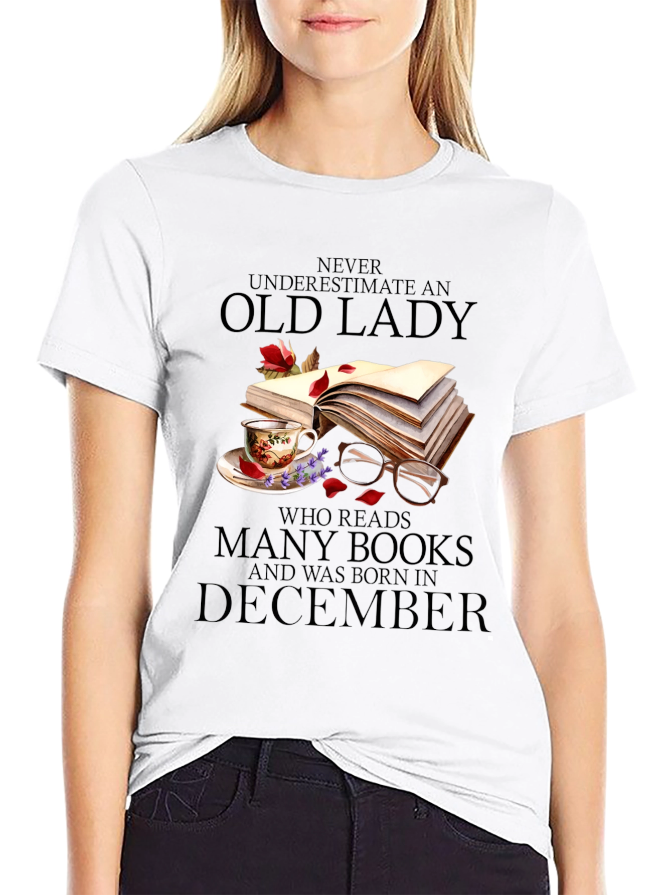 Old Lady Who Reads December Birthday T-Shirt