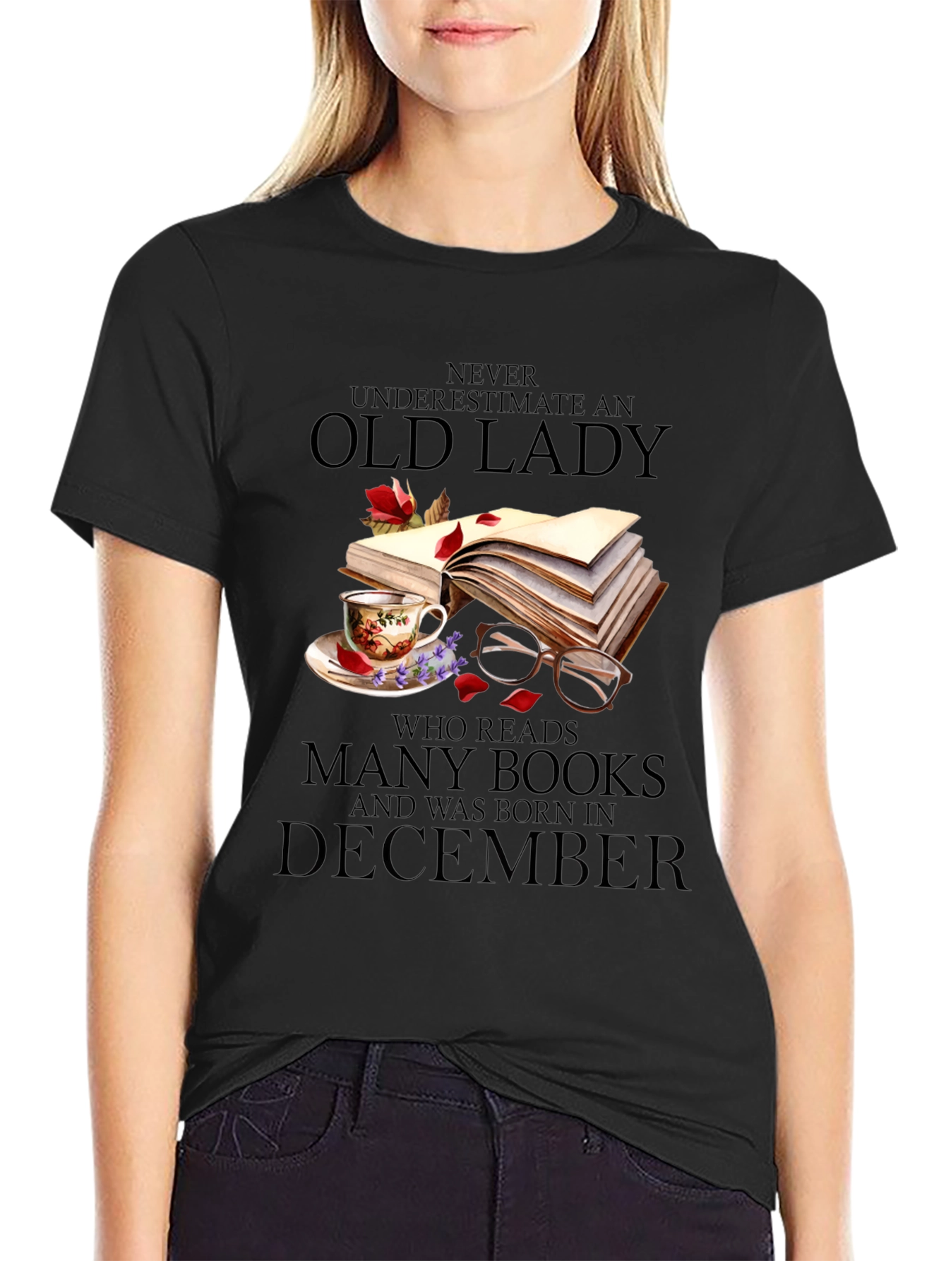 Old Lady Who Reads December Birthday T-Shirt