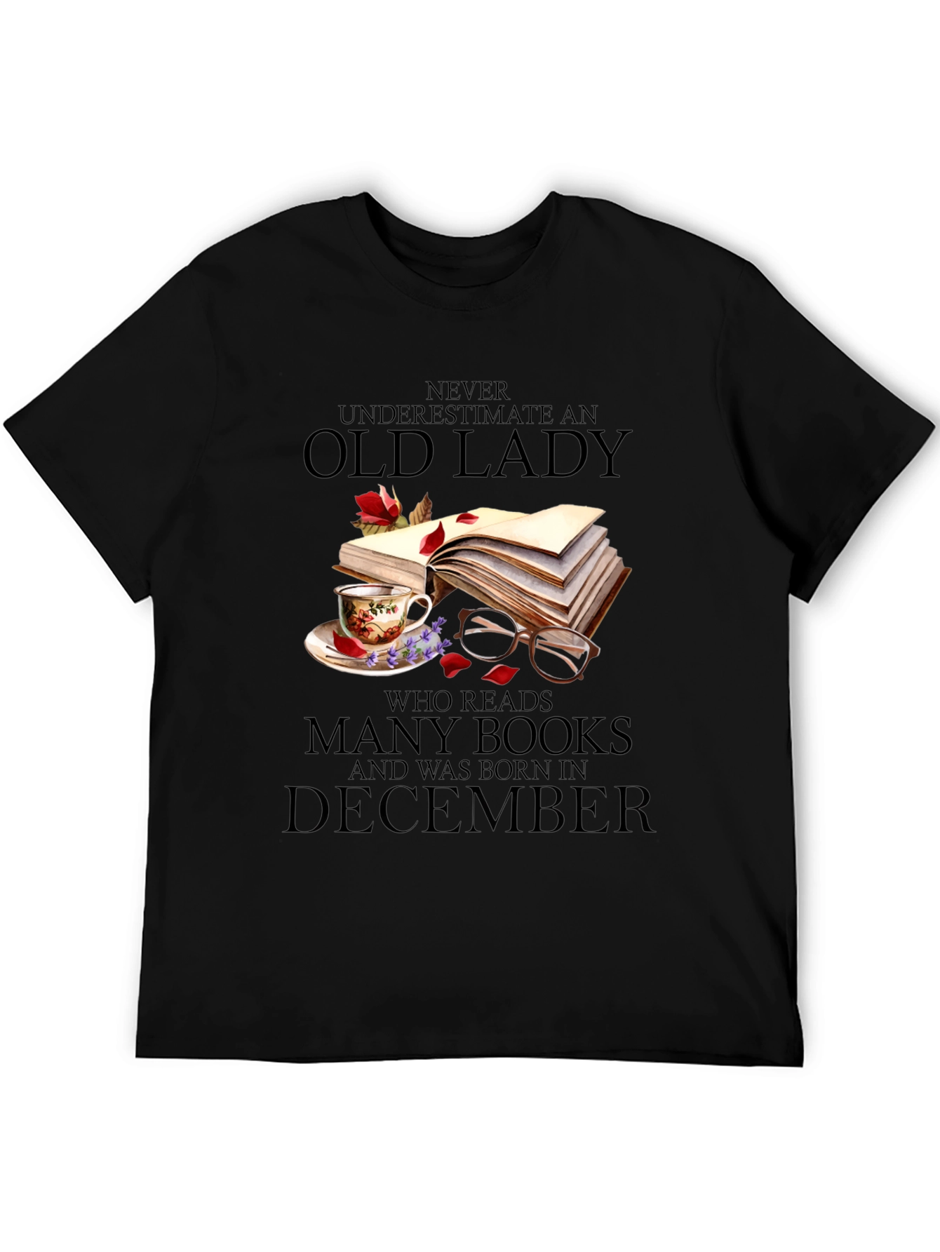 Old Lady Who Reads December Birthday T-Shirt