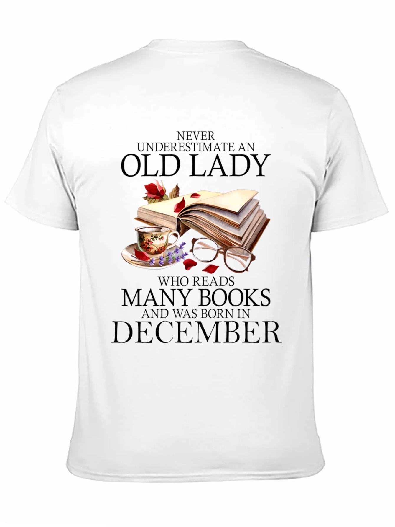Old Lady Who Reads December Birthday T-Shirt