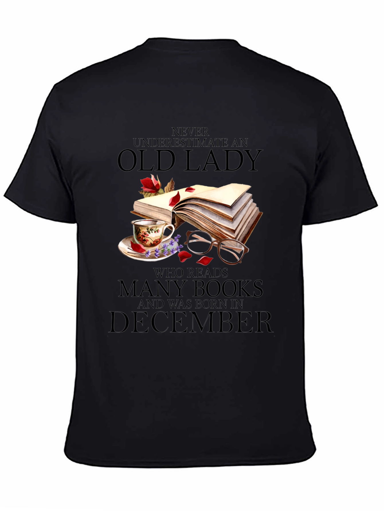 Old Lady Who Reads December Birthday T-Shirt