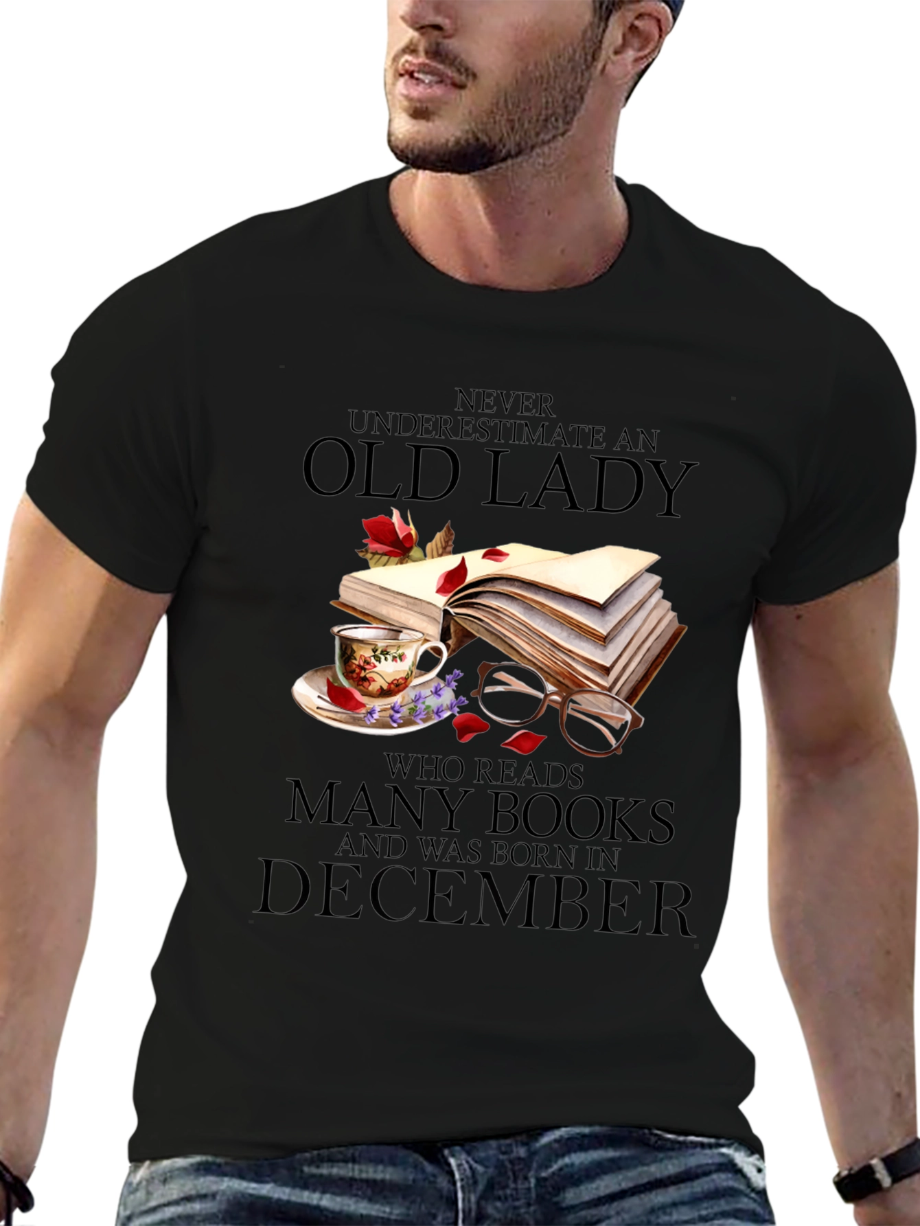 Old Lady Who Reads December Birthday T-Shirt