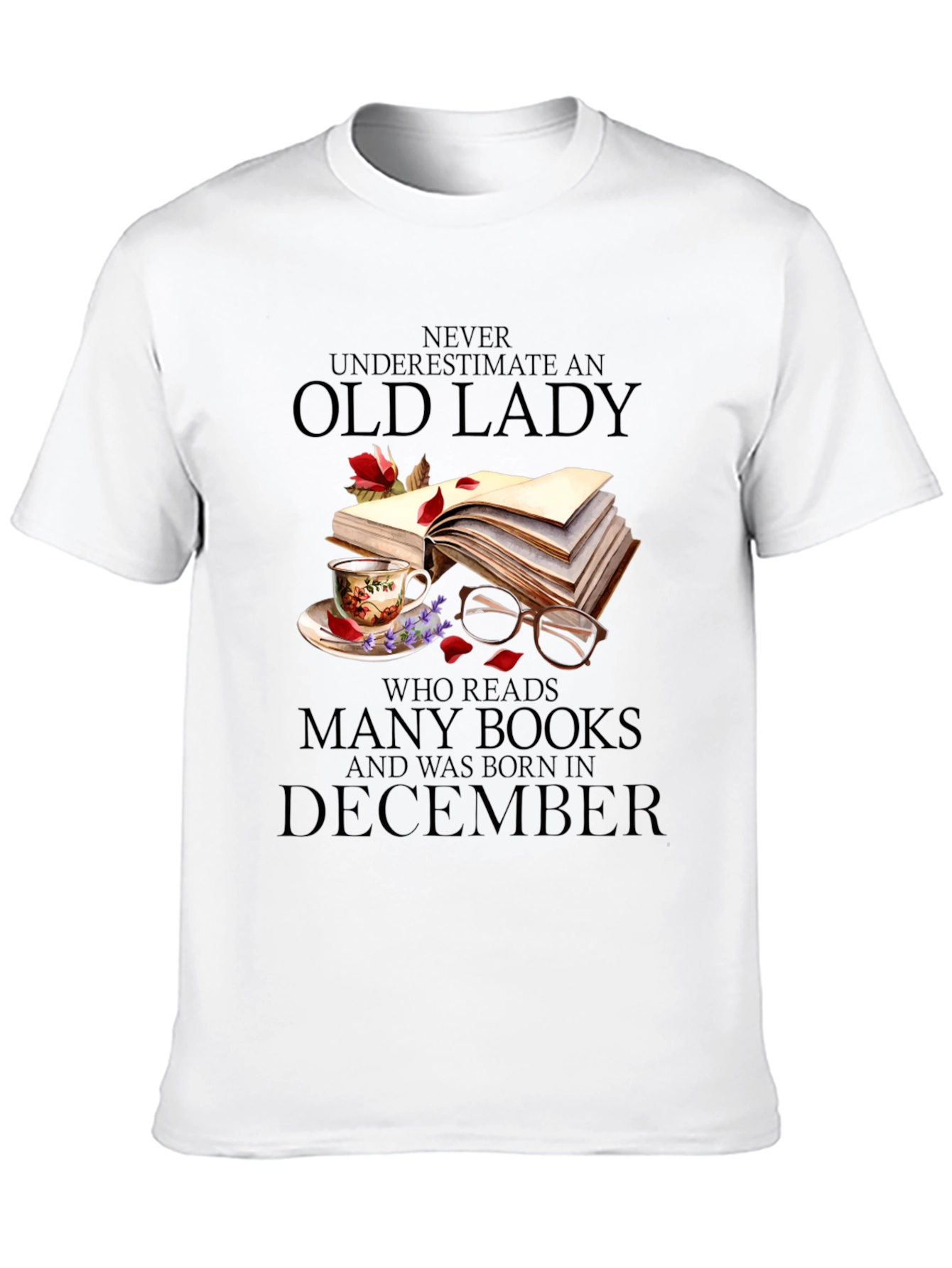 Old Lady Who Reads December Birthday T-Shirt