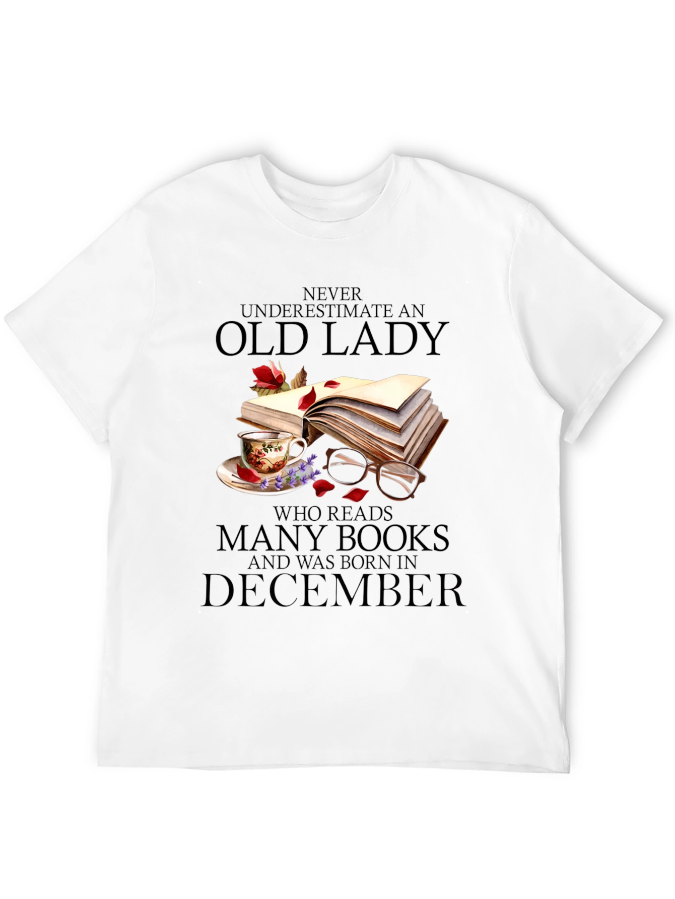 Old Lady Who Reads December Birthday T-Shirt