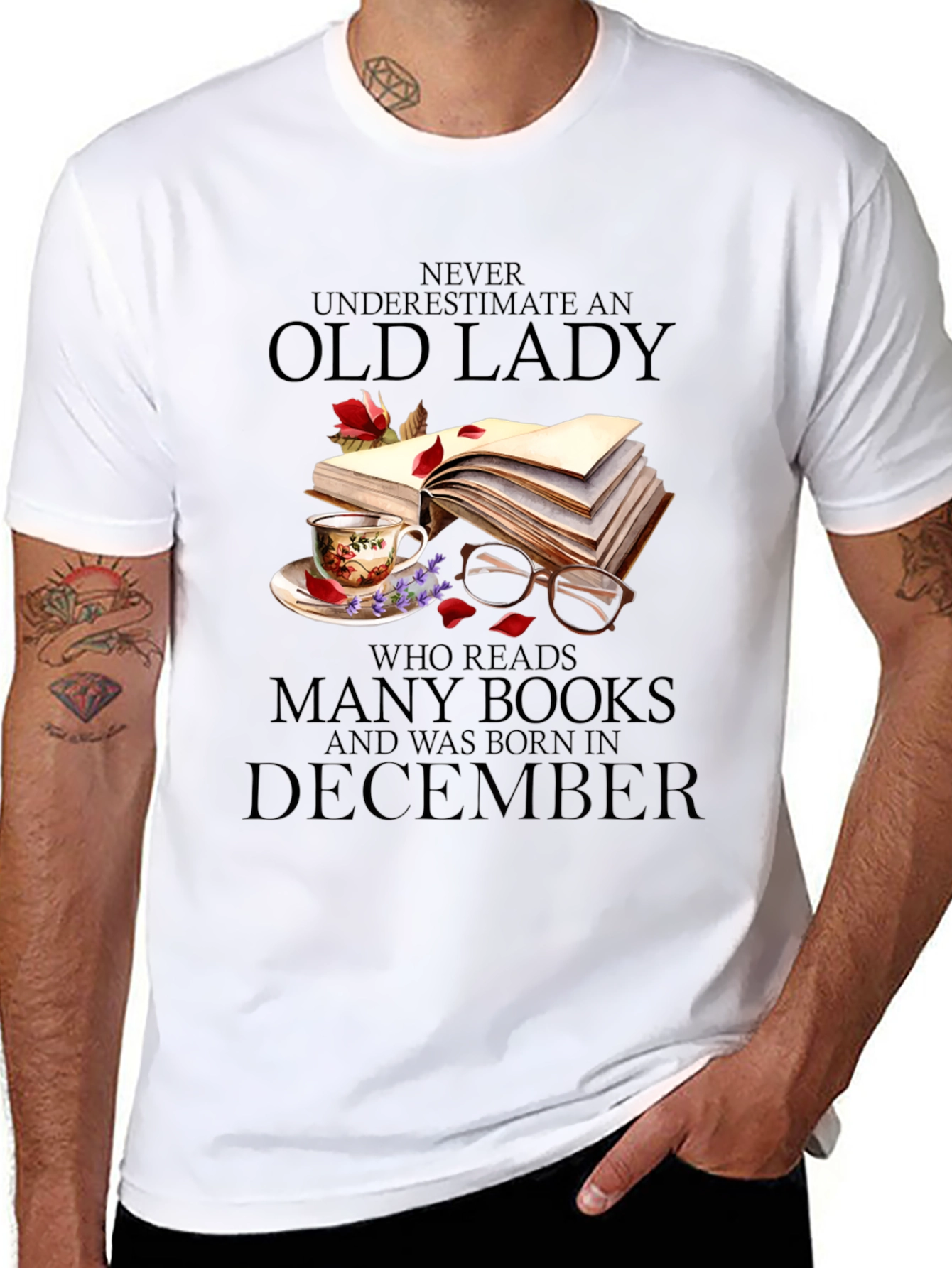 Old Lady Who Reads December Birthday T-Shirt