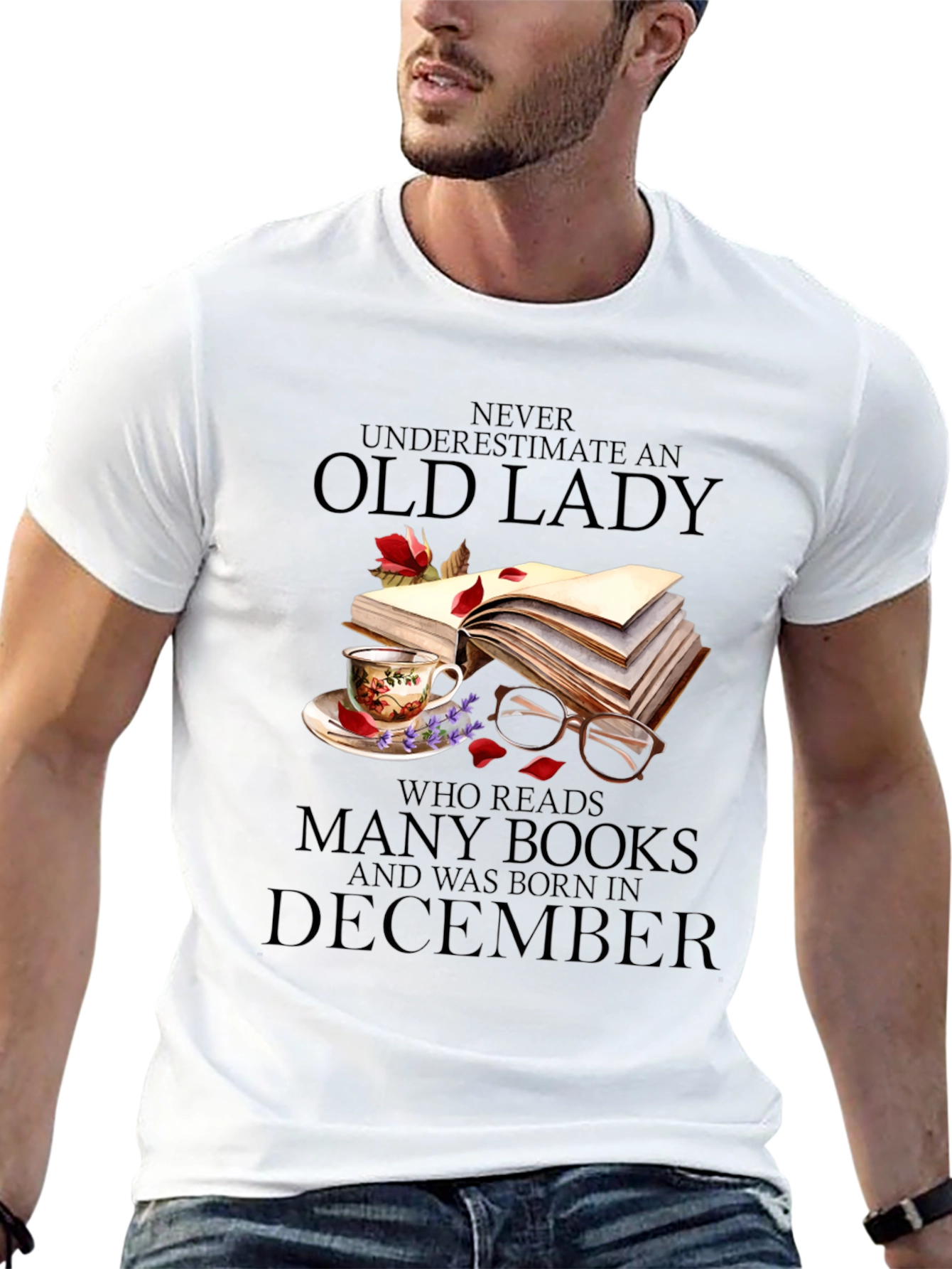 Old Lady Who Reads December Birthday T-Shirt