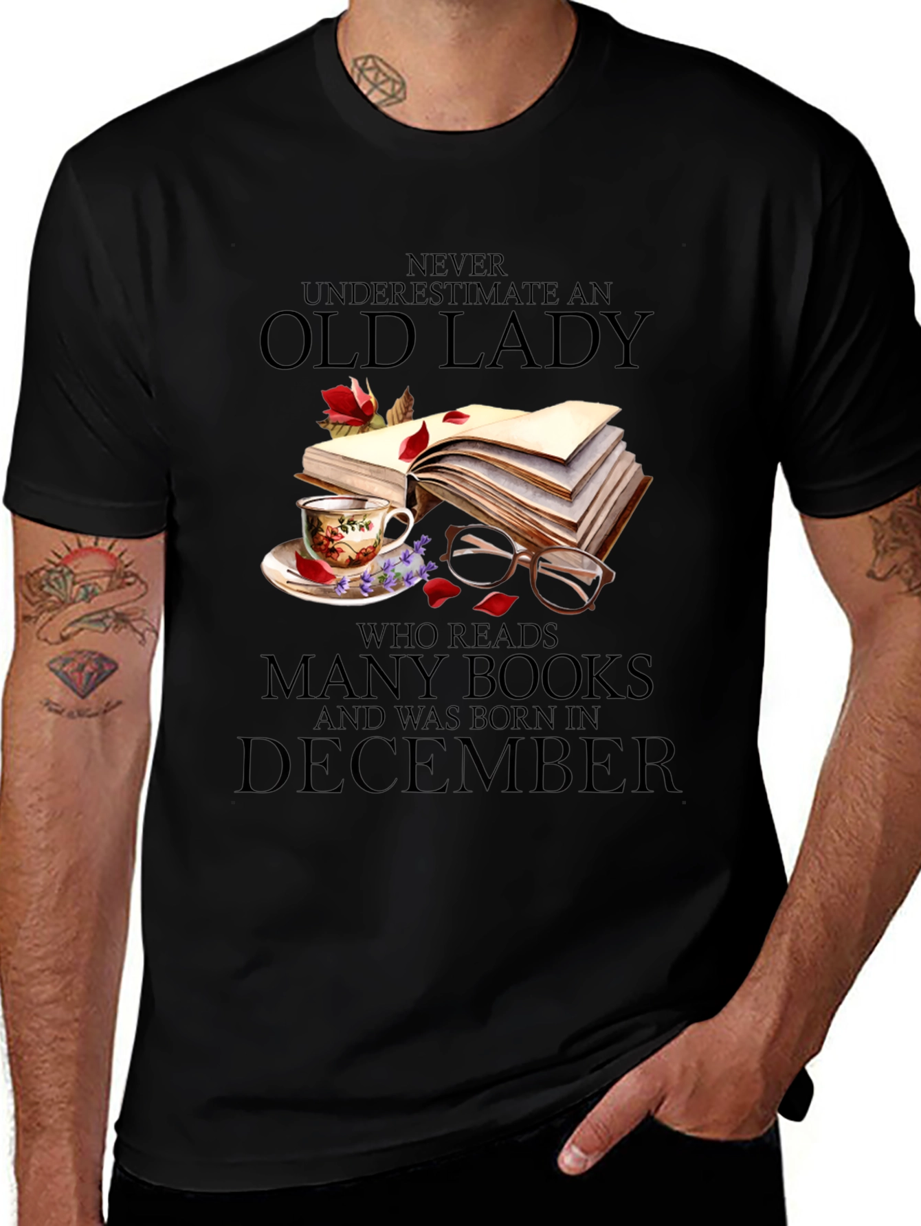 Old Lady Who Reads December Birthday T-Shirt