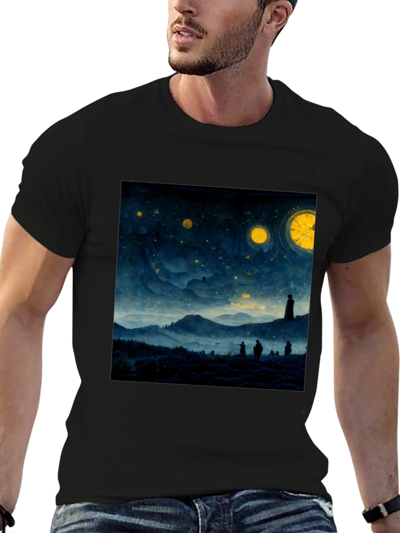 Starry Night Landscape Graphic Tee
