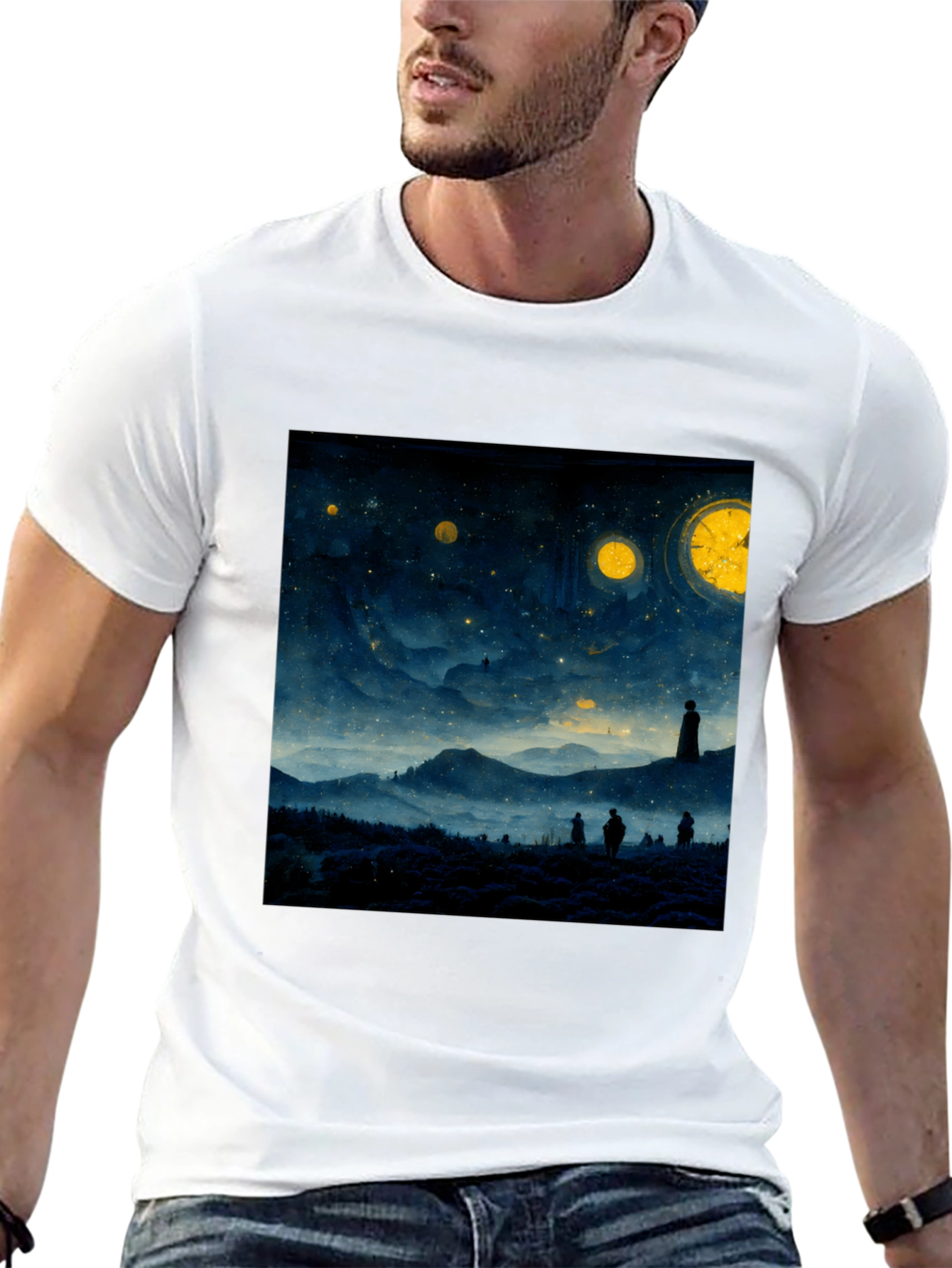 Starry Night Landscape Graphic Tee