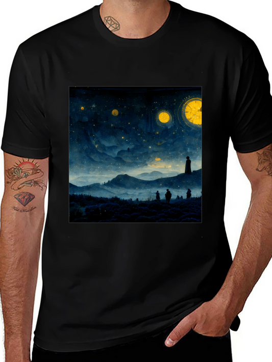 Starry Night Landscape Graphic Tee