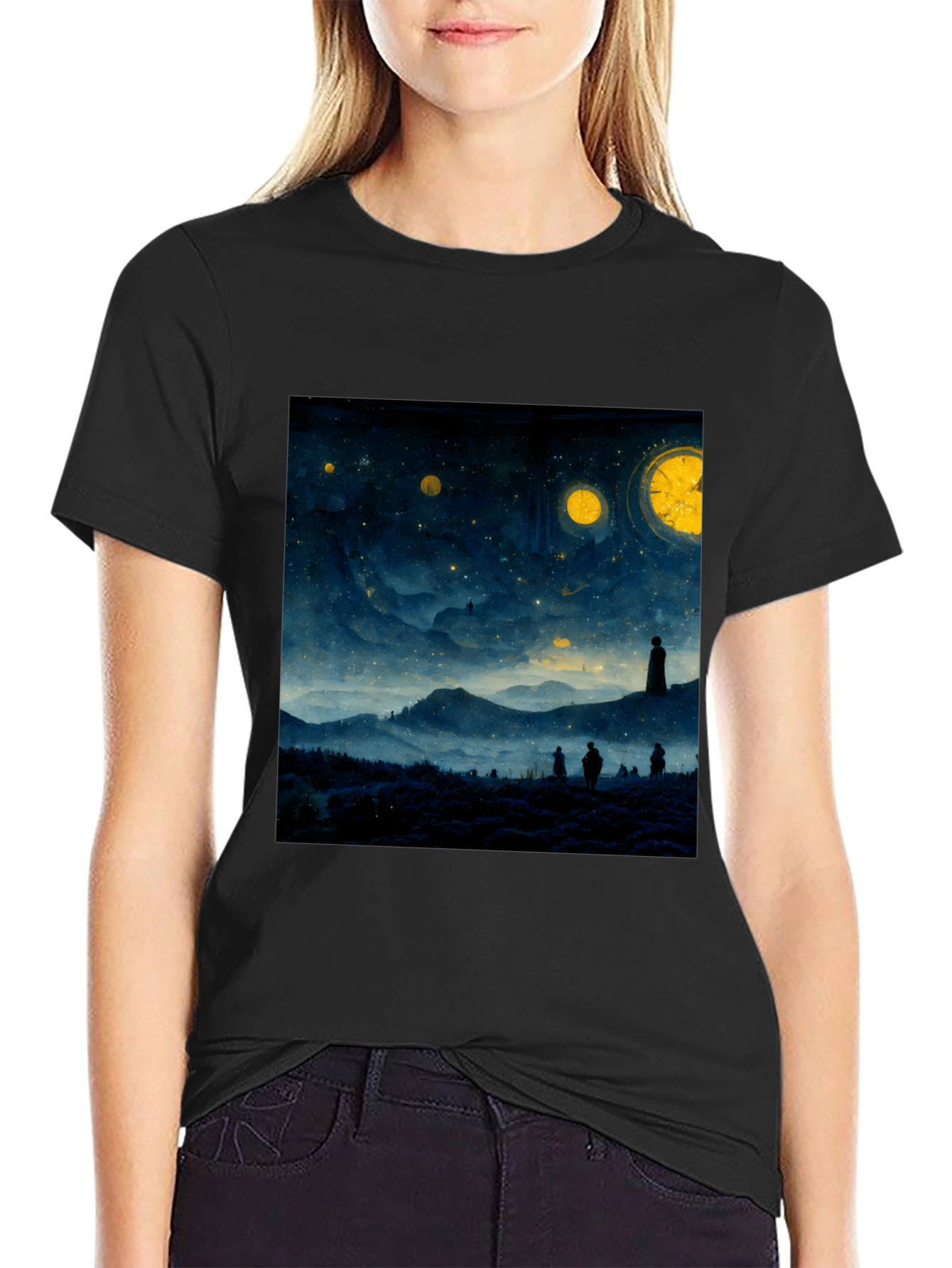 Starry Night Landscape Graphic Tee