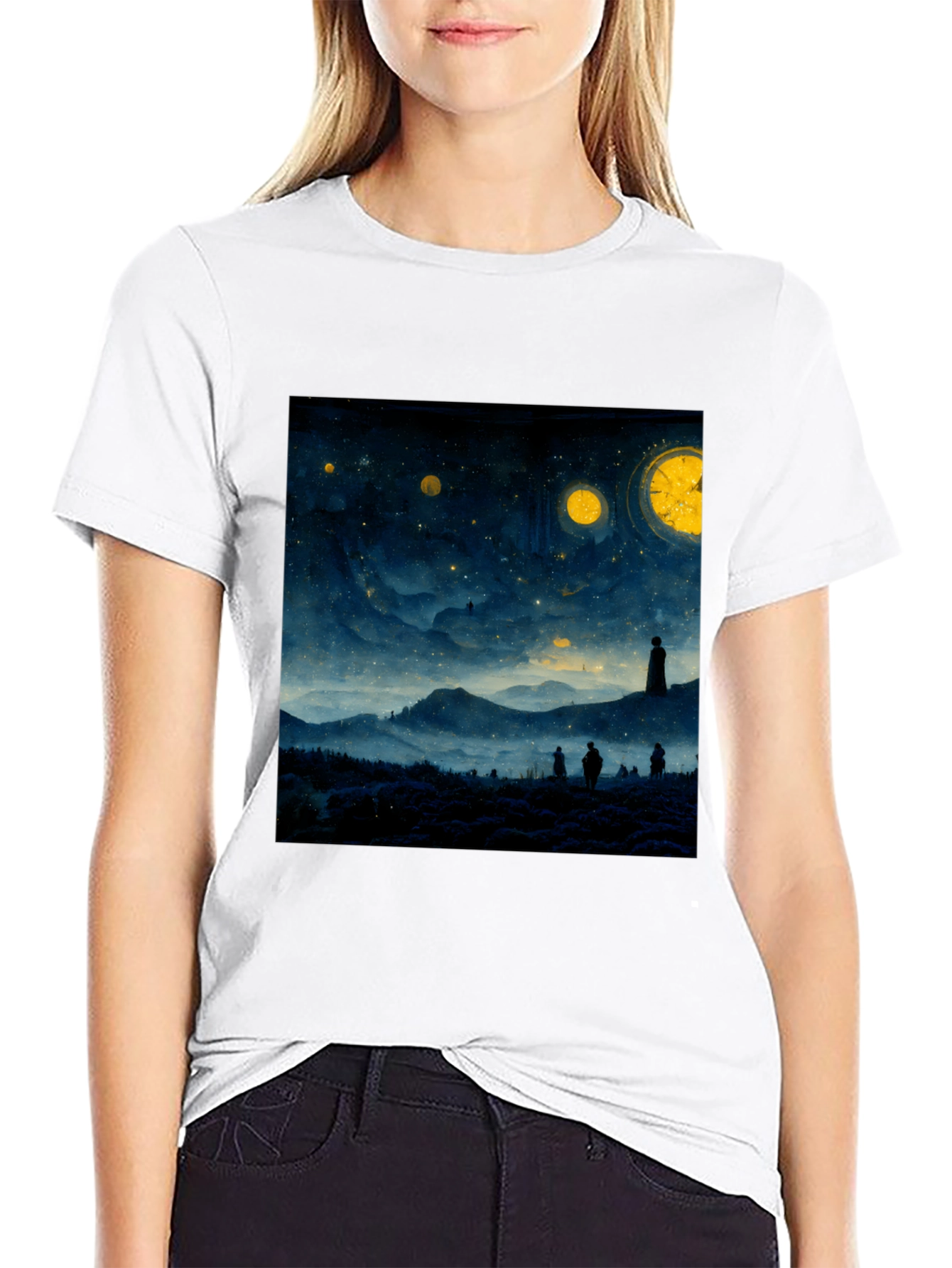 Starry Night Landscape Graphic Tee