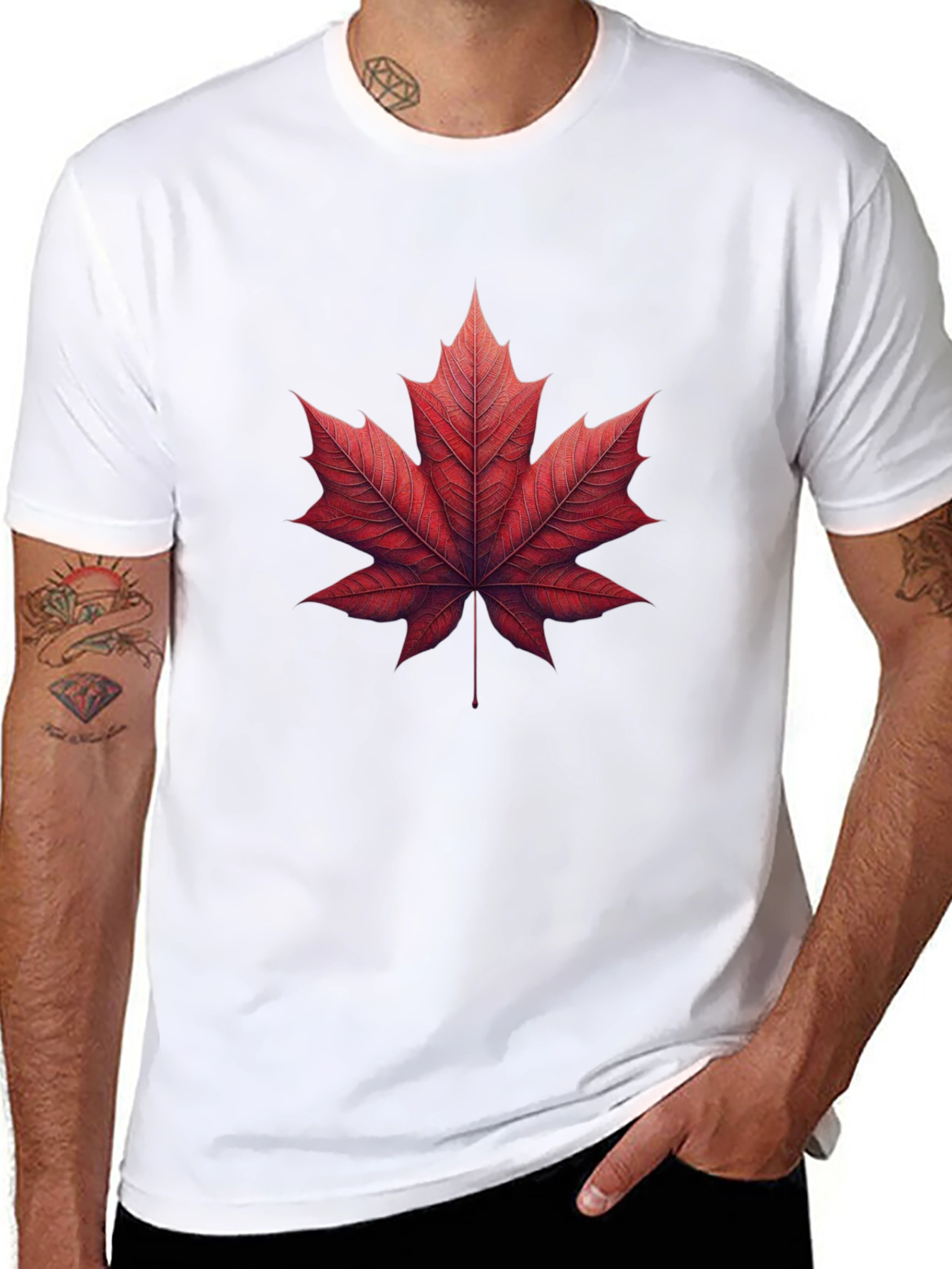 Maple Leaf Graphic Tee - Black Casual Shirt